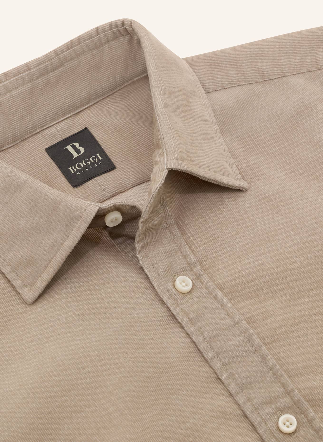 BOGGI MILANO Cordhemd Regular Fit: BEIGE