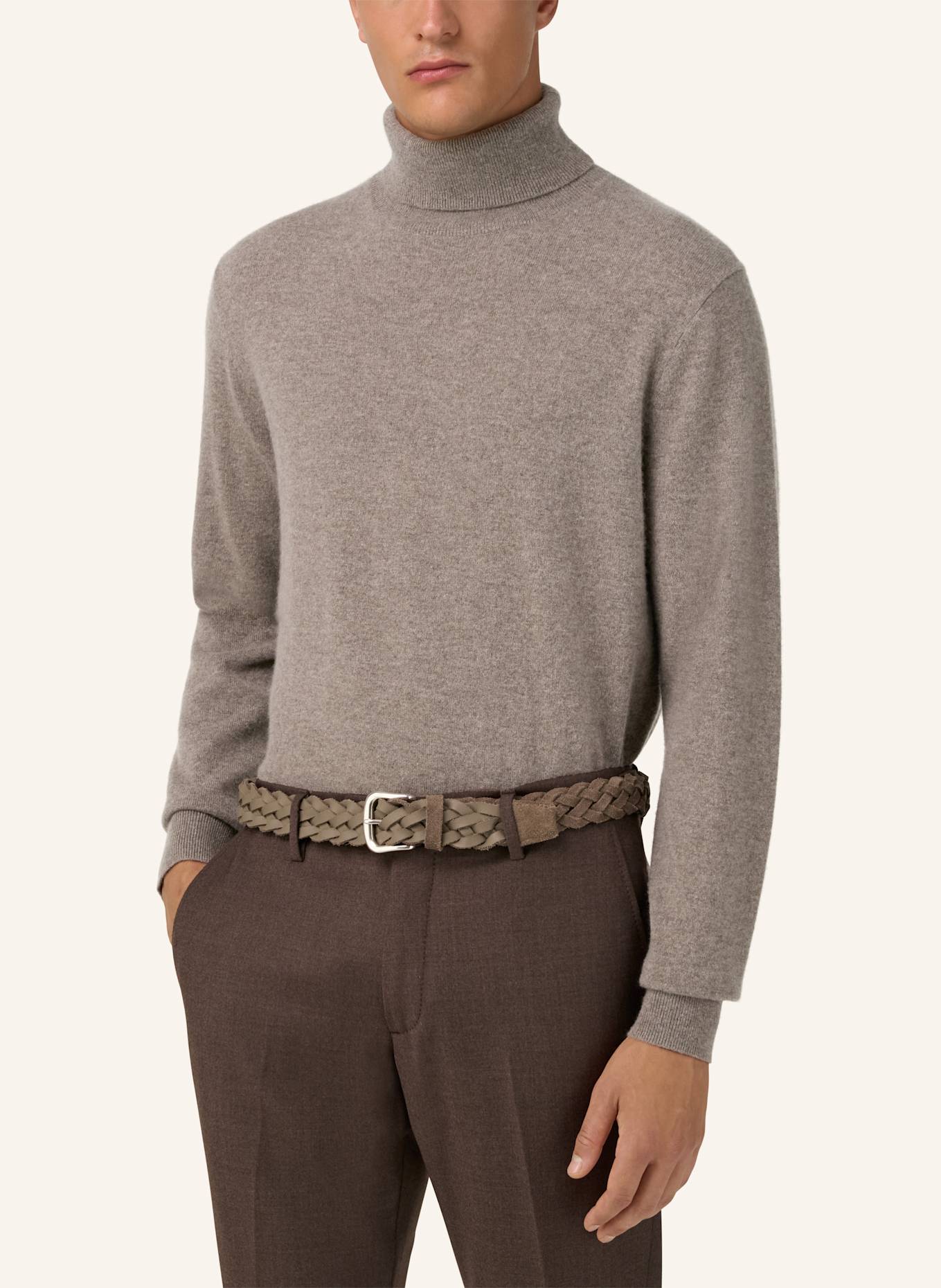 BOGGI MILANO Rollkragenpullover aus Cashmere: BEIGE