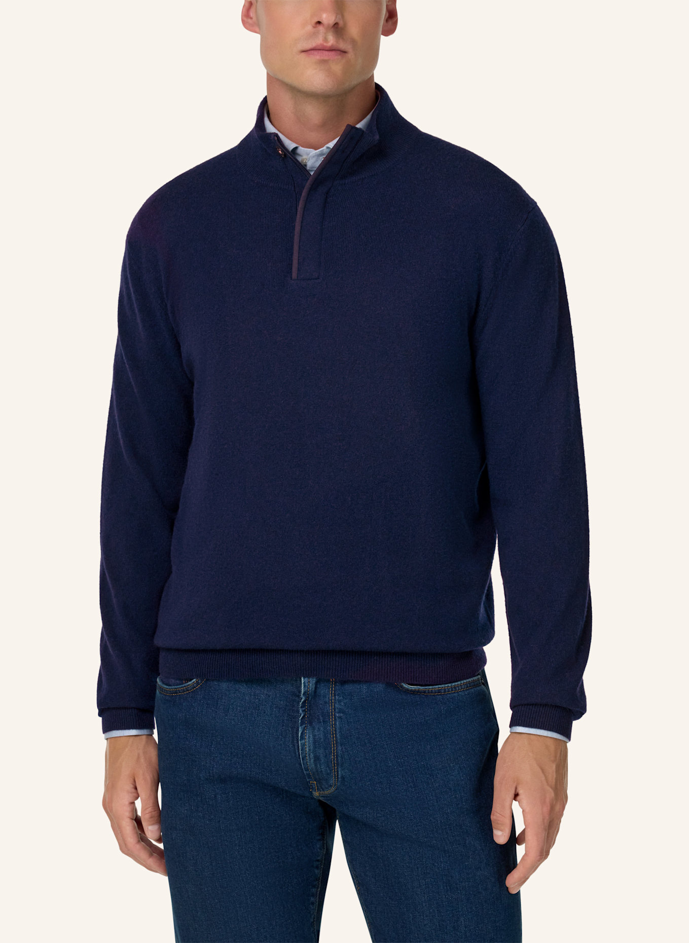 BOGGI MILANO Rollkragenpullover aus Cashmere: BLAU