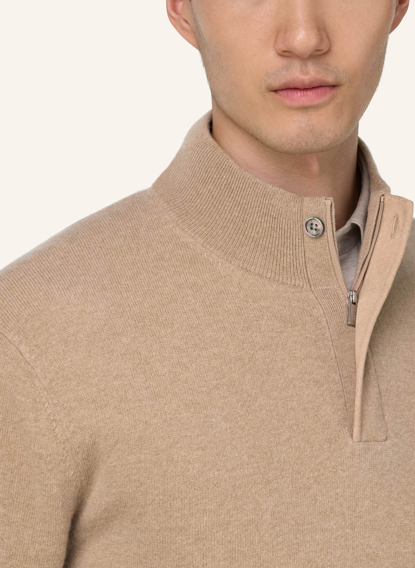 BOGGI MILANO Rollkragenpullover aus Cashmere: BEIGE