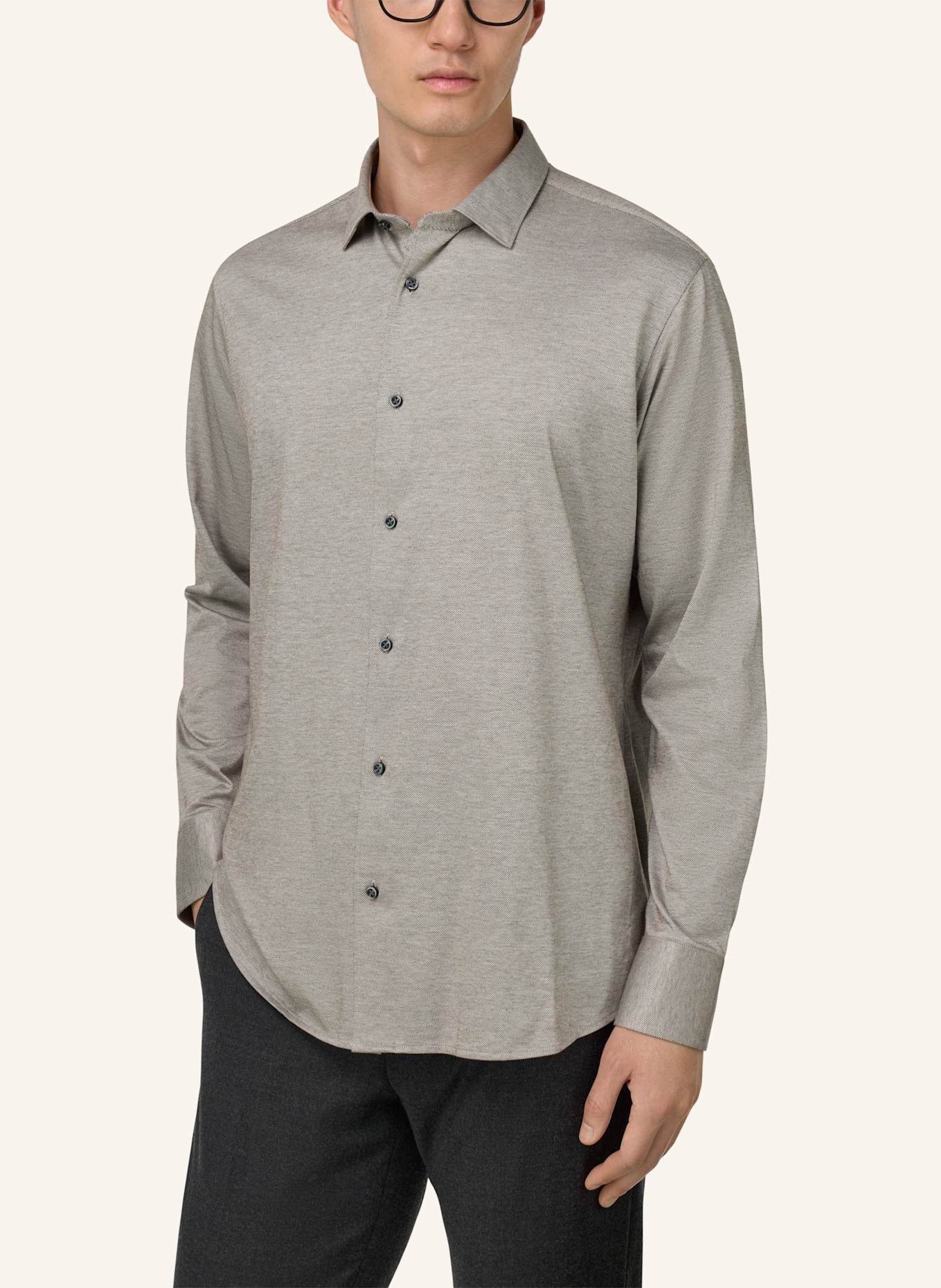 BOGGI MILANO Jerseyhemd Regular Fit: BRAUN