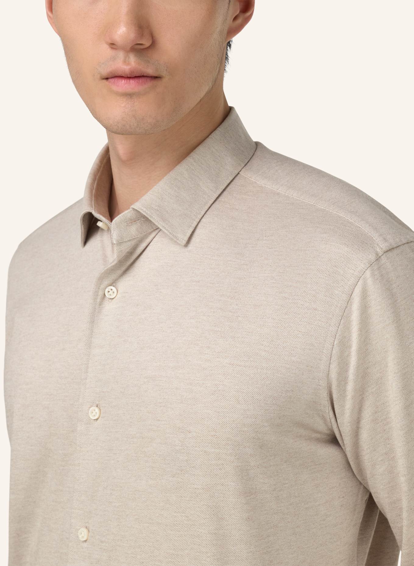 BOGGI MILANO Jerseyhemd Regular Fit: BEIGE