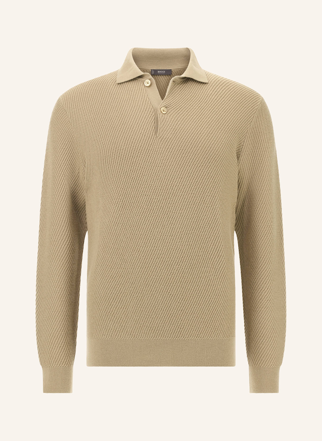 BOGGI MILANO Strick-Poloshirt: BEIGE