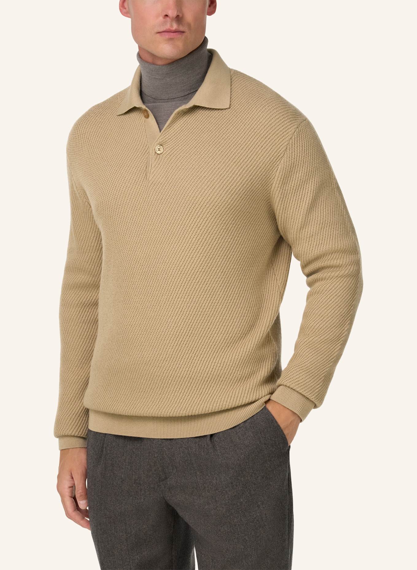 BOGGI MILANO Strick-Poloshirt: BEIGE