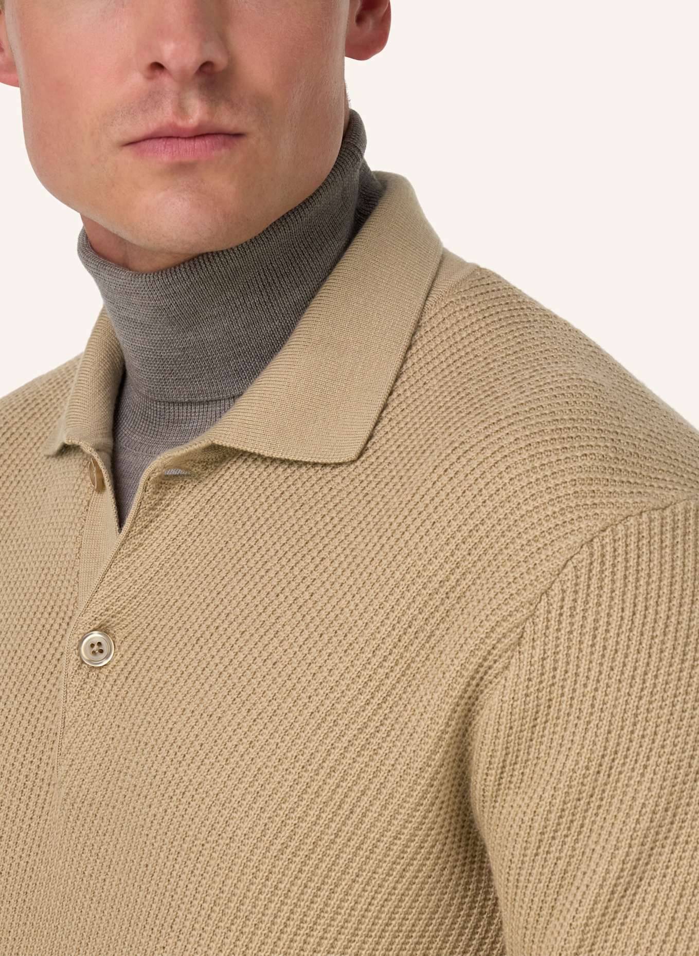 BOGGI MILANO Strick-Poloshirt: BEIGE