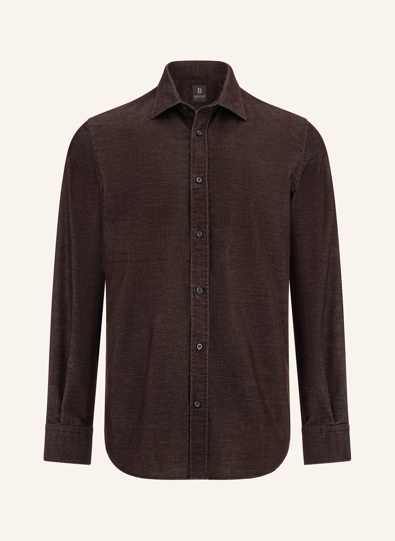 BOGGI MILANO Cordhemd Regular Fit: DUNKELBRAUN
