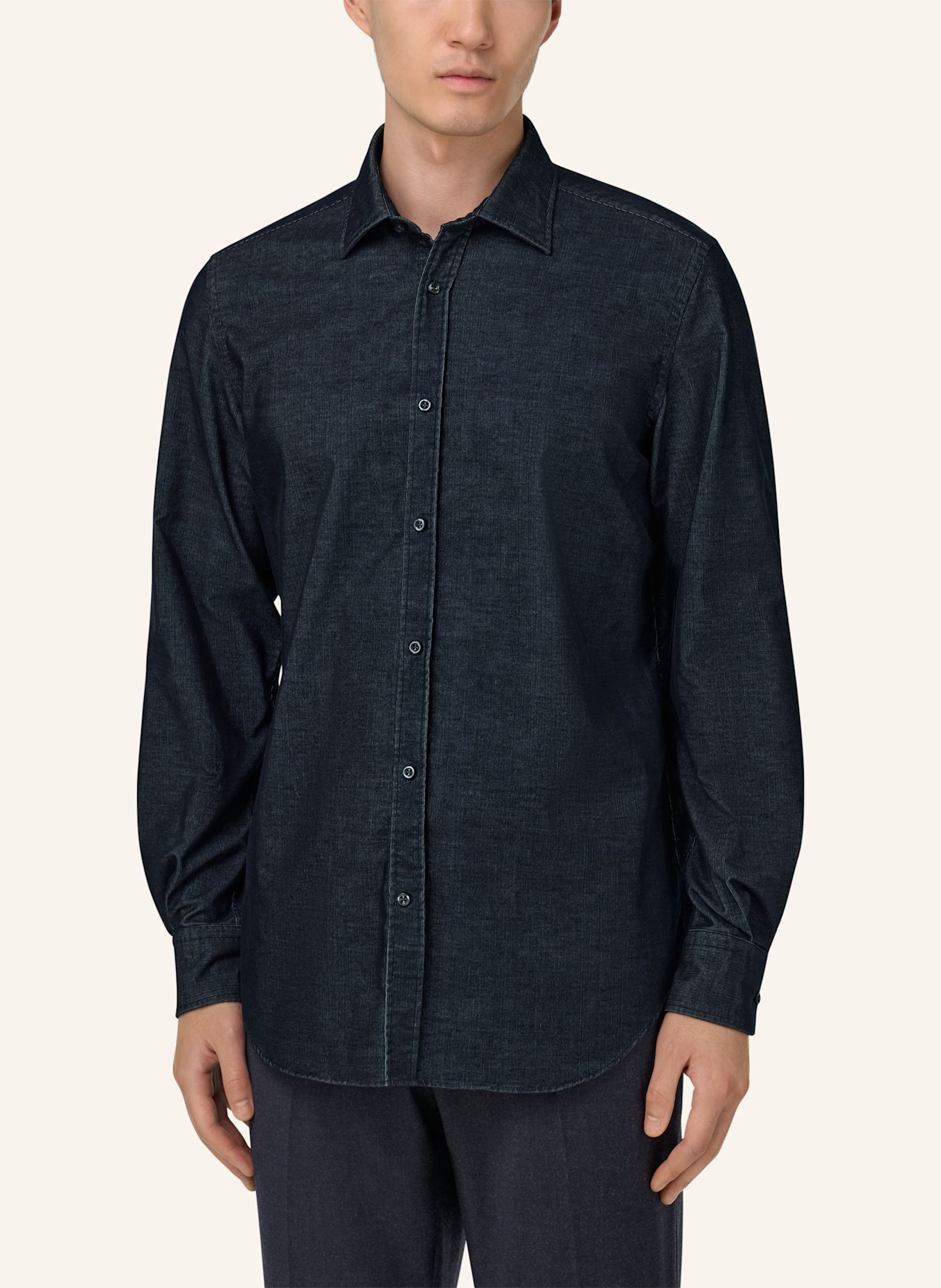 BOGGI MILANO Cordhemd Regular Fit: BLAU