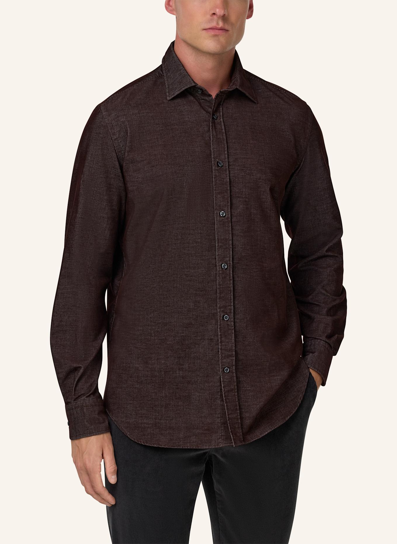 BOGGI MILANO Cordhemd Regular Fit: DUNKELBRAUN