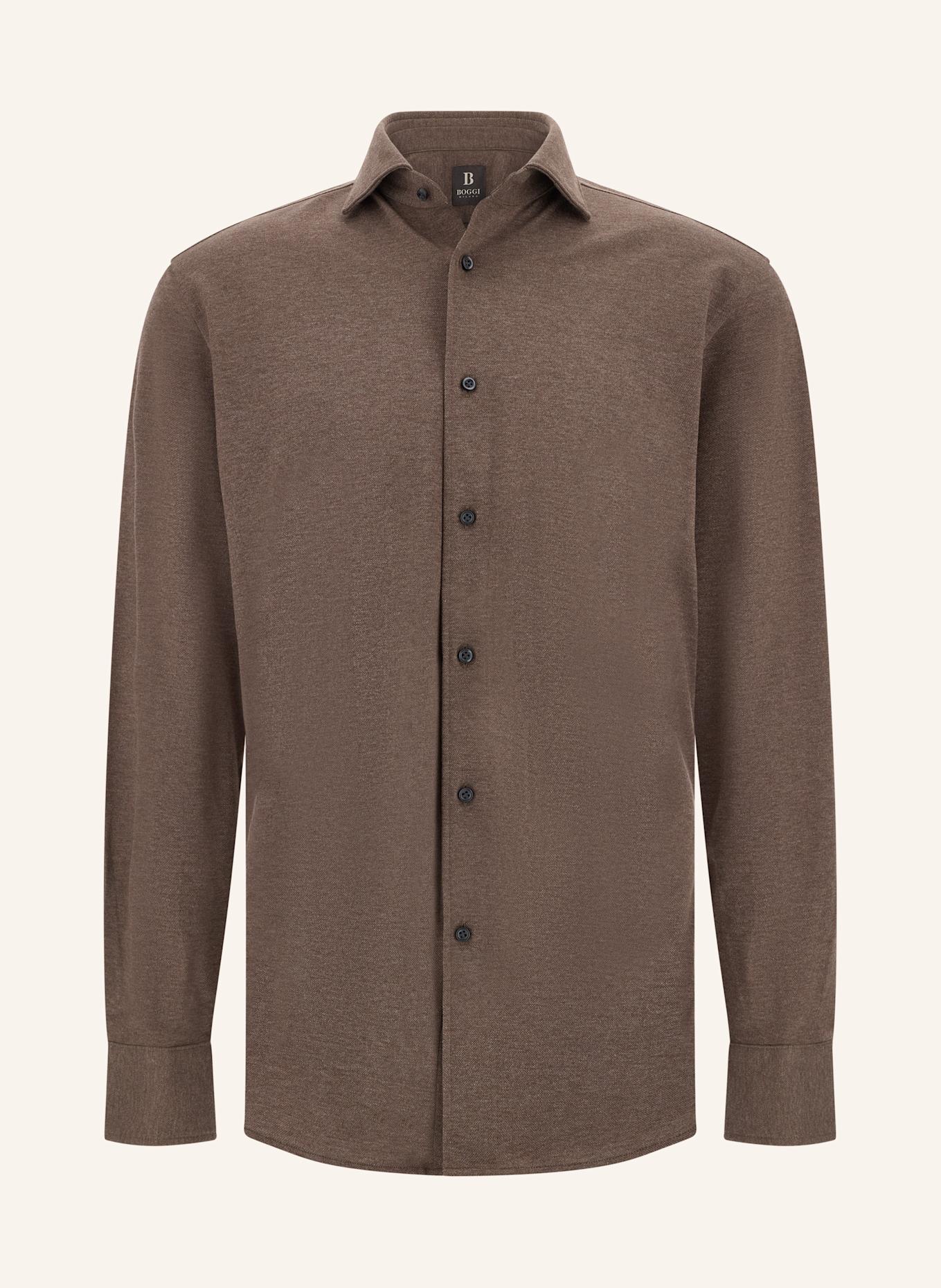 BOGGI MILANO Jerseyhemd Regular Fit: BRAUN