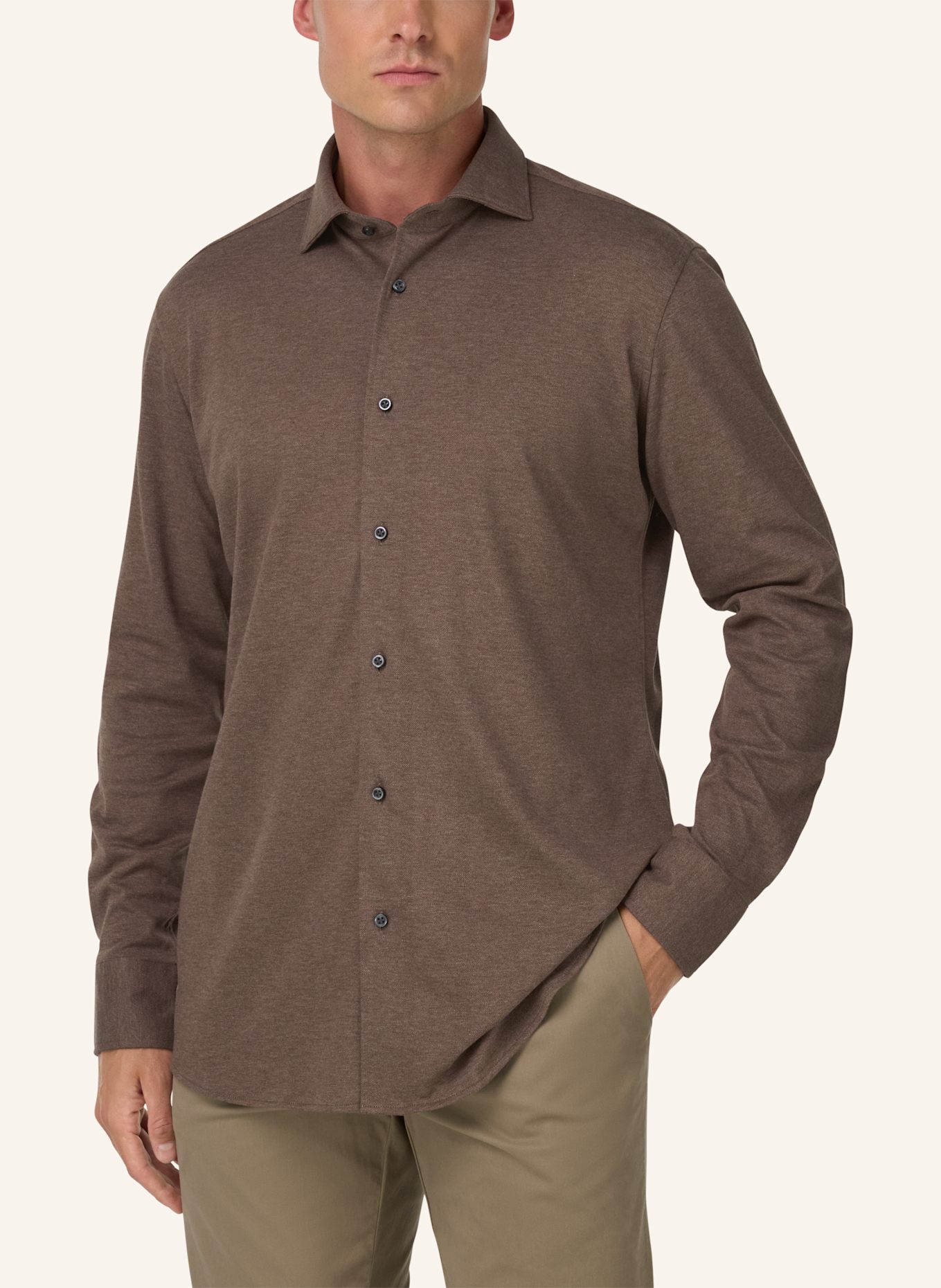 BOGGI MILANO Jerseyhemd Regular Fit: BRAUN