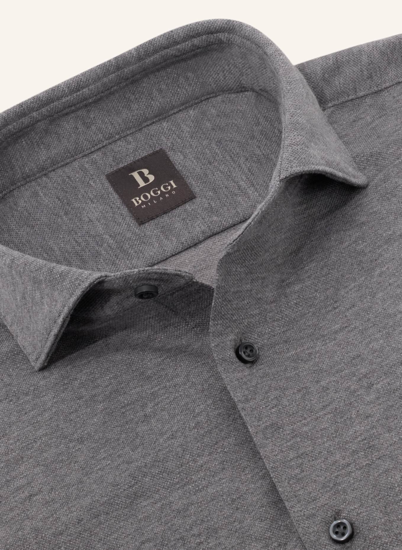 BOGGI MILANO Jerseyhemd Regular Fit: GRAU