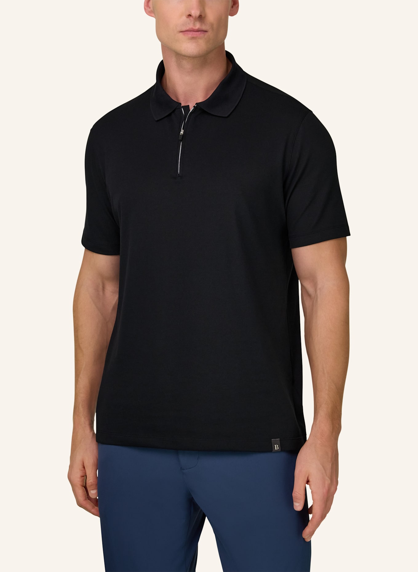 BOGGI MILANO Piqué-Poloshirt: SCHWARZ