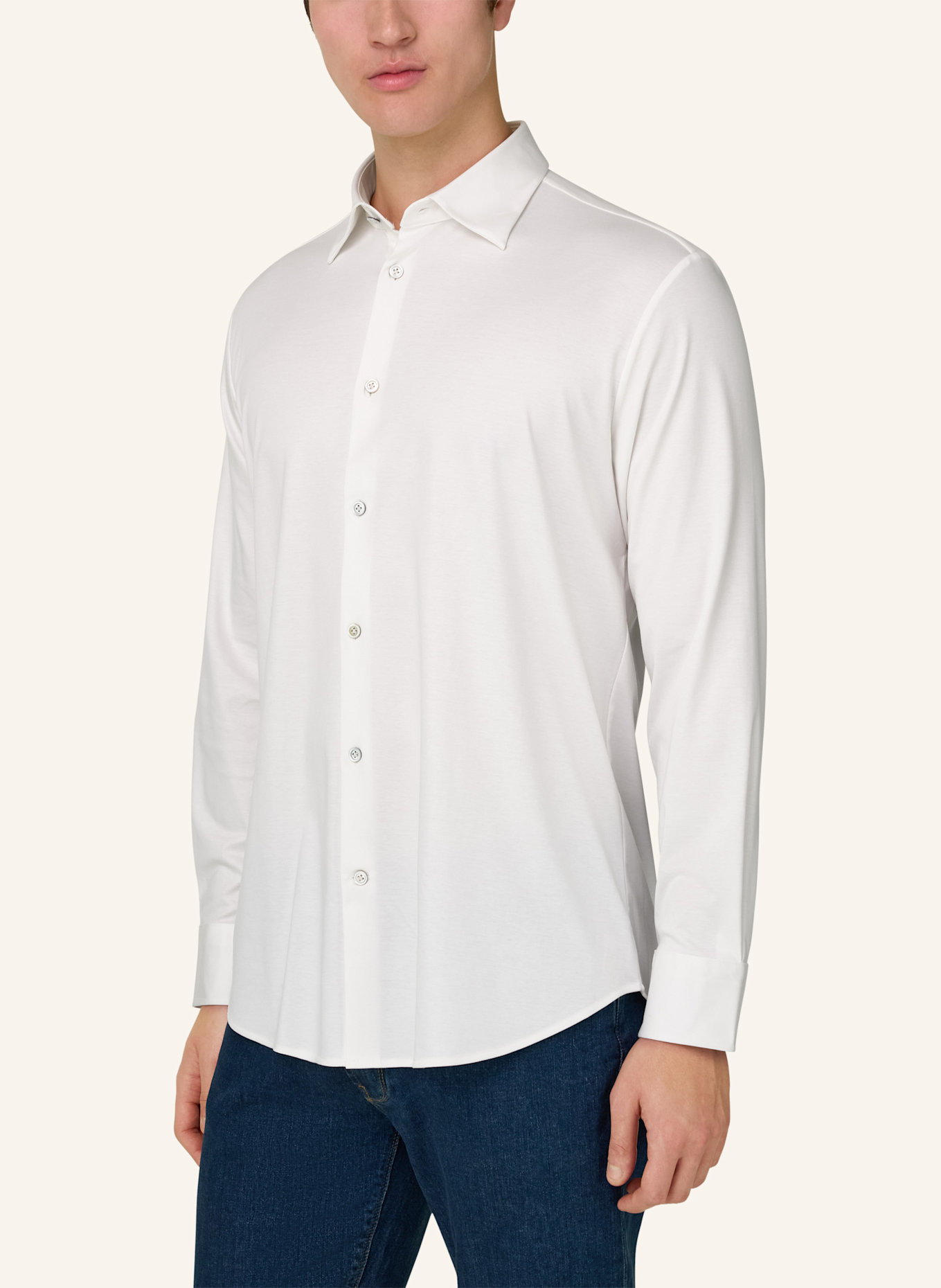 BOGGI MILANO Jerseyhemd Regular Fit: WEISS