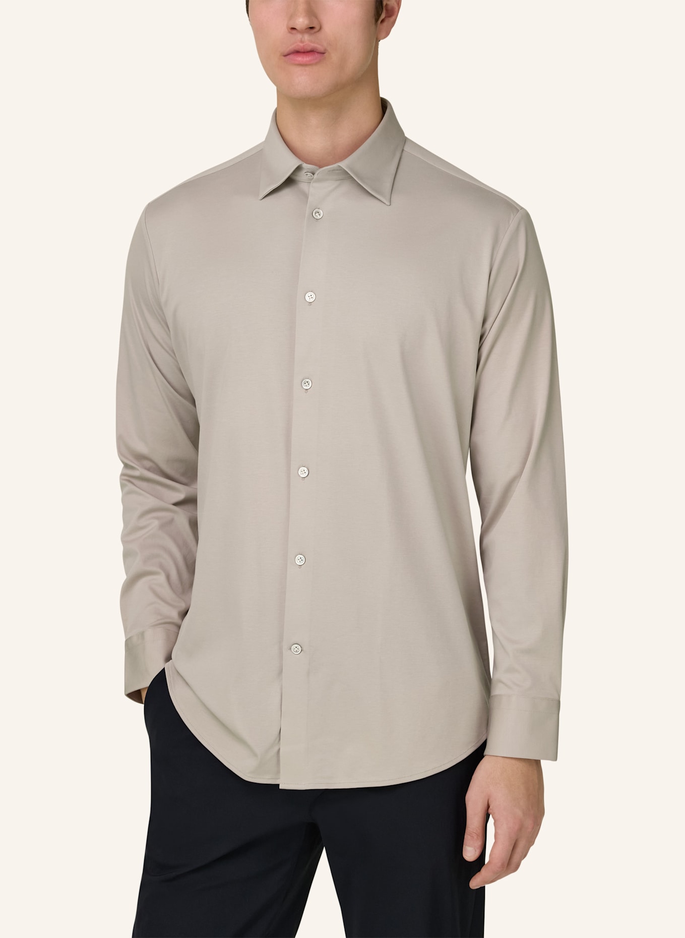 BOGGI MILANO Jerseyhemd Regular Fit: BRAUN