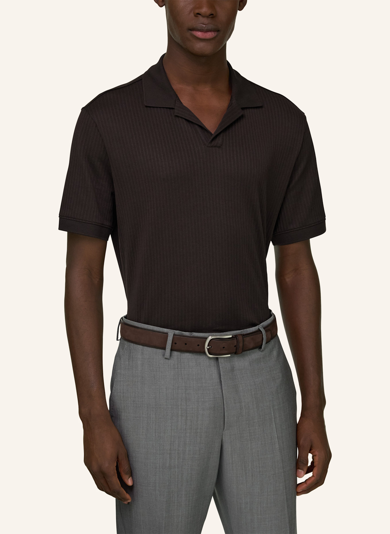 BOGGI MILANO Piqué-Poloshirt: BRAUN