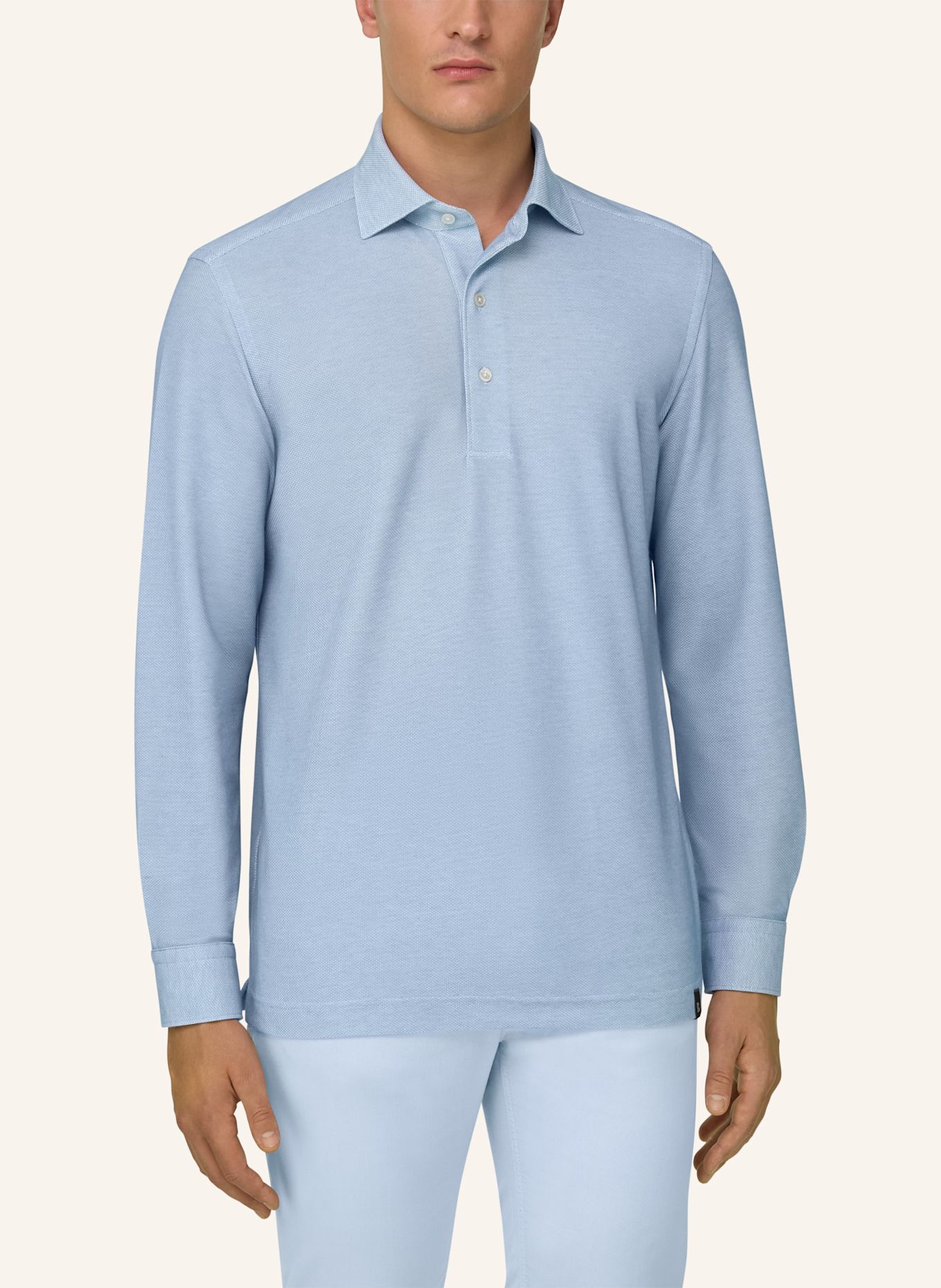 BOGGI MILANO Jersey-Poloshirt: HELLBLAU