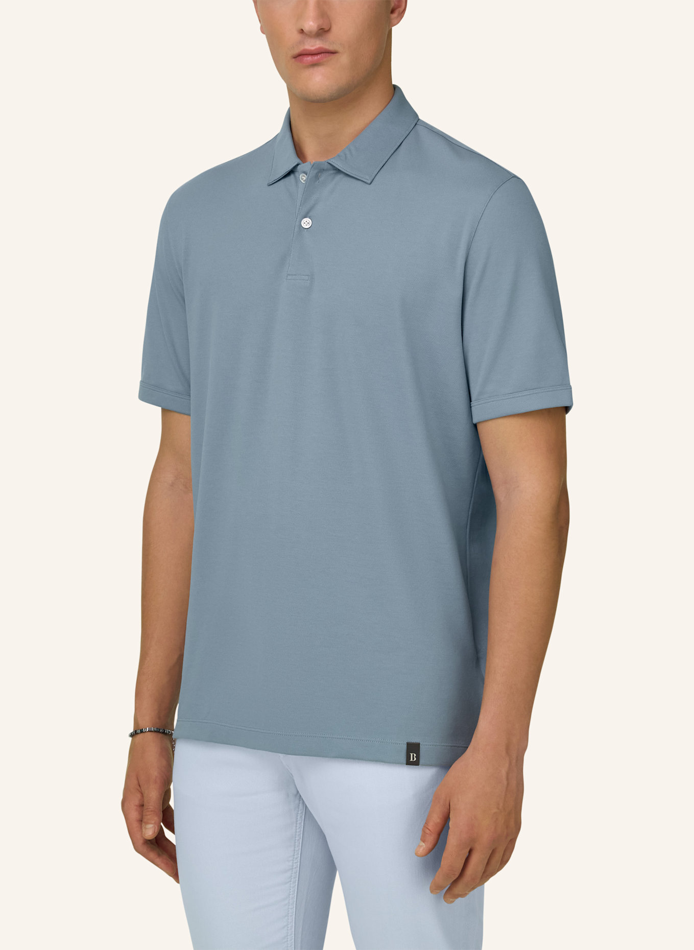 BOGGI MILANO Piqué-Poloshirt: HELLBLAU