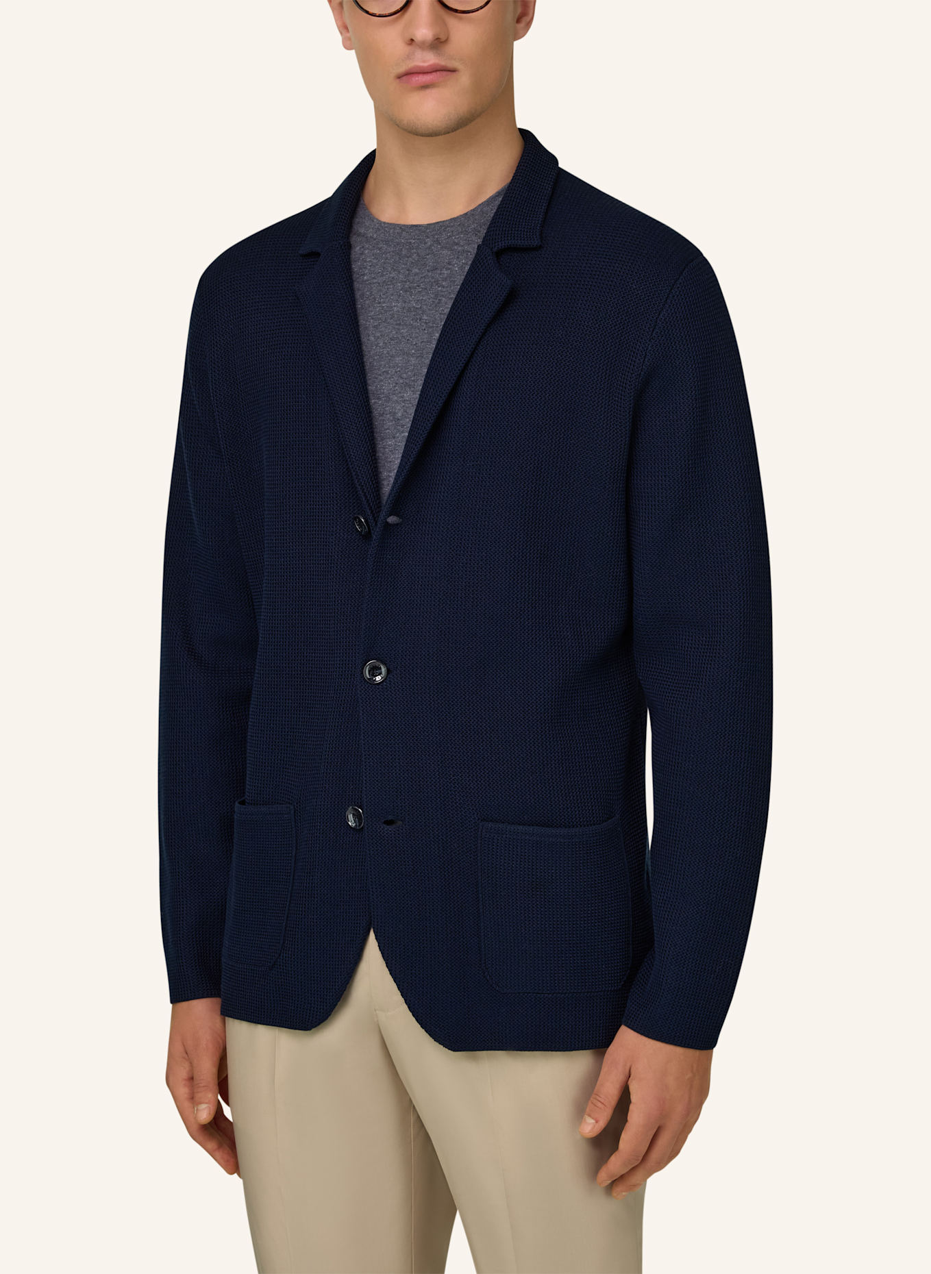 BOGGI MILANO Stricksakko: BLAU