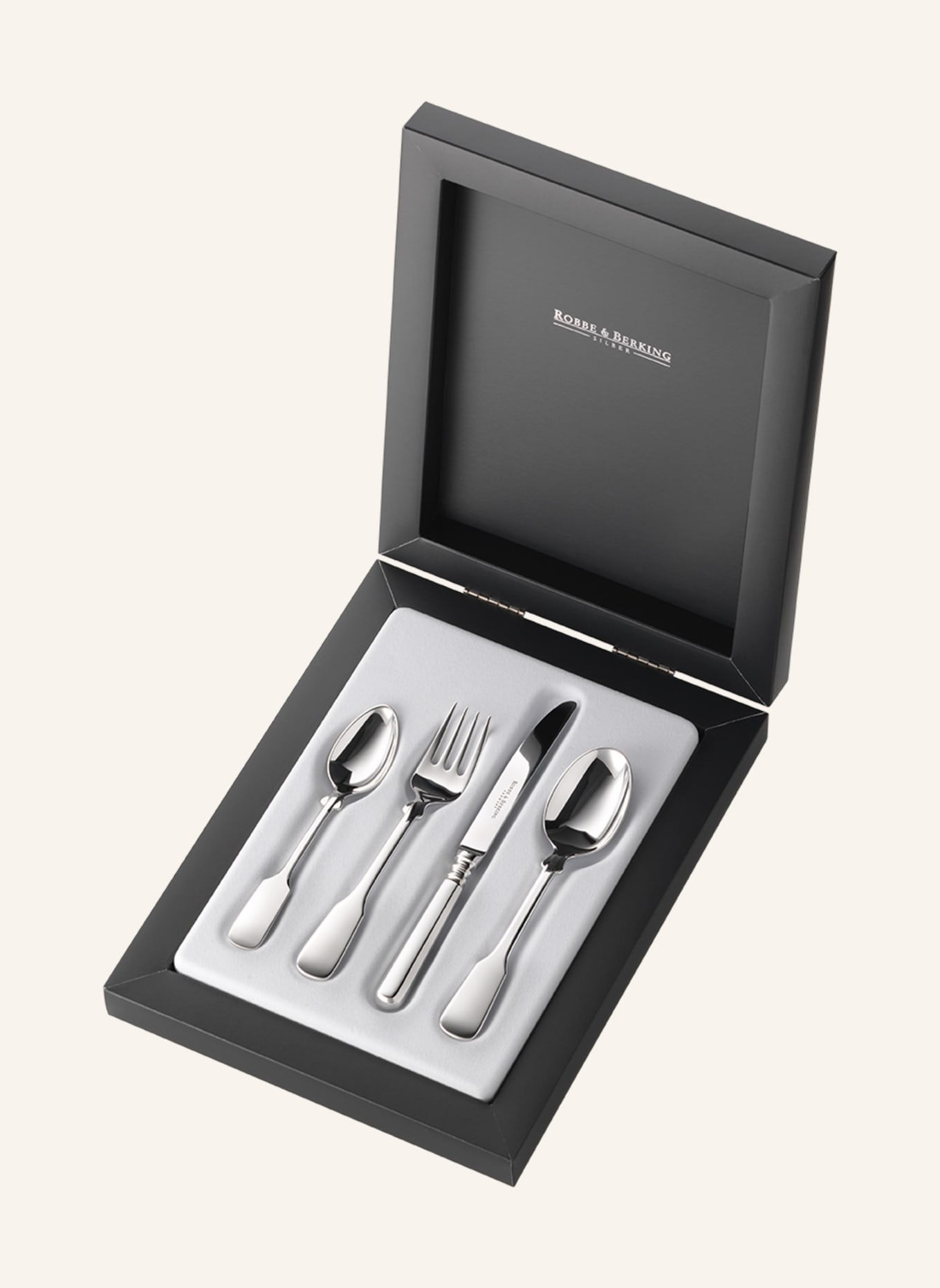 ROBBE & BERKING 4-tlg. Kinderbesteck ALT-SPATEN (150g versilbert): SILBER