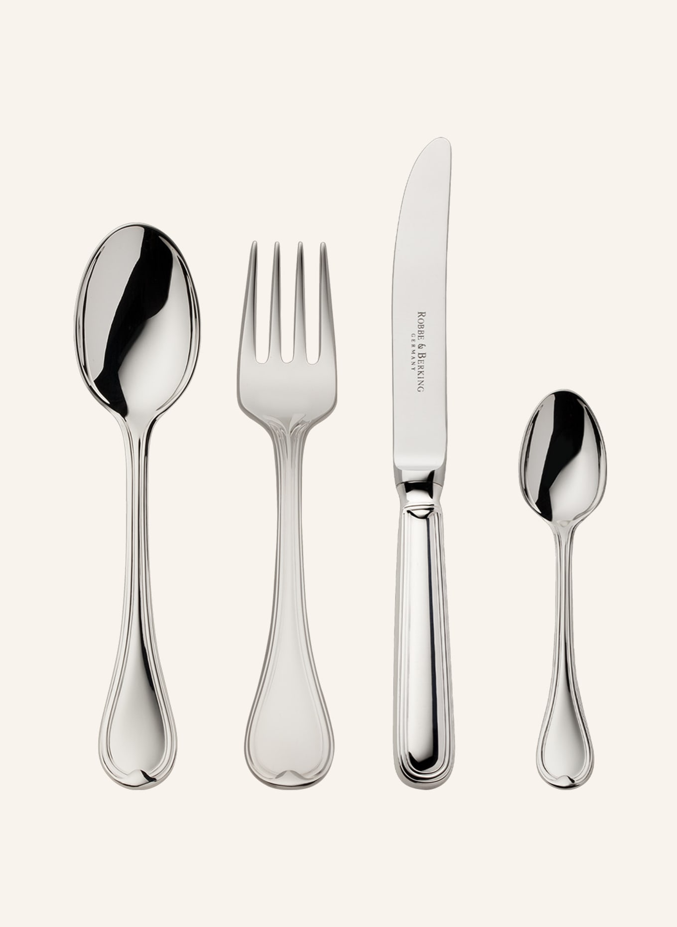 ROBBE & BERKING 4-tlg. Kinderbesteck Classic-Faden (150g versilbert): SILBER