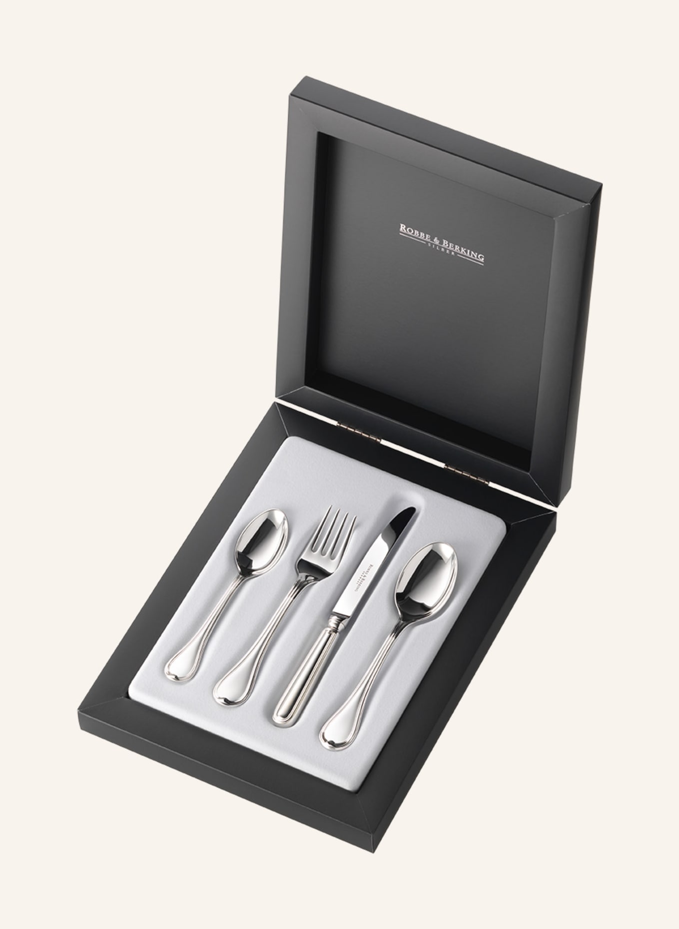ROBBE & BERKING 4-tlg. Kinderbesteck Classic-Faden (150g versilbert): SILBER
