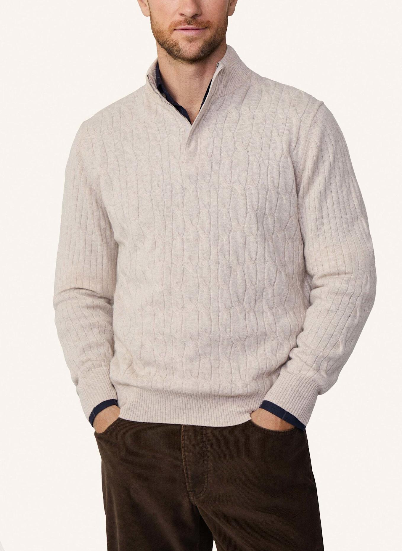 HACKETT LONDON Pullover LW CABLE HZIP, Farbe: WEISS (Bild 3)