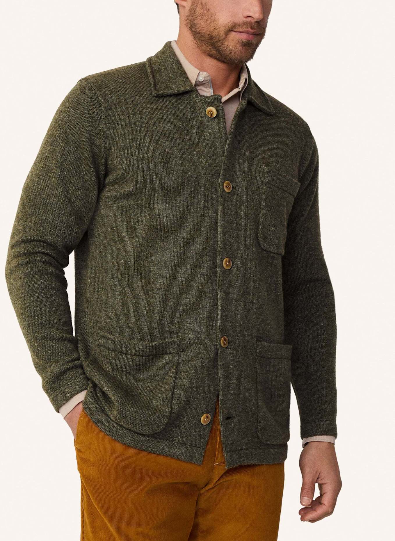 HACKETT LONDON Strickjacken Cardigan KNIT OVERSHIRT JKT, Farbe: GRÜN (Bild 3)