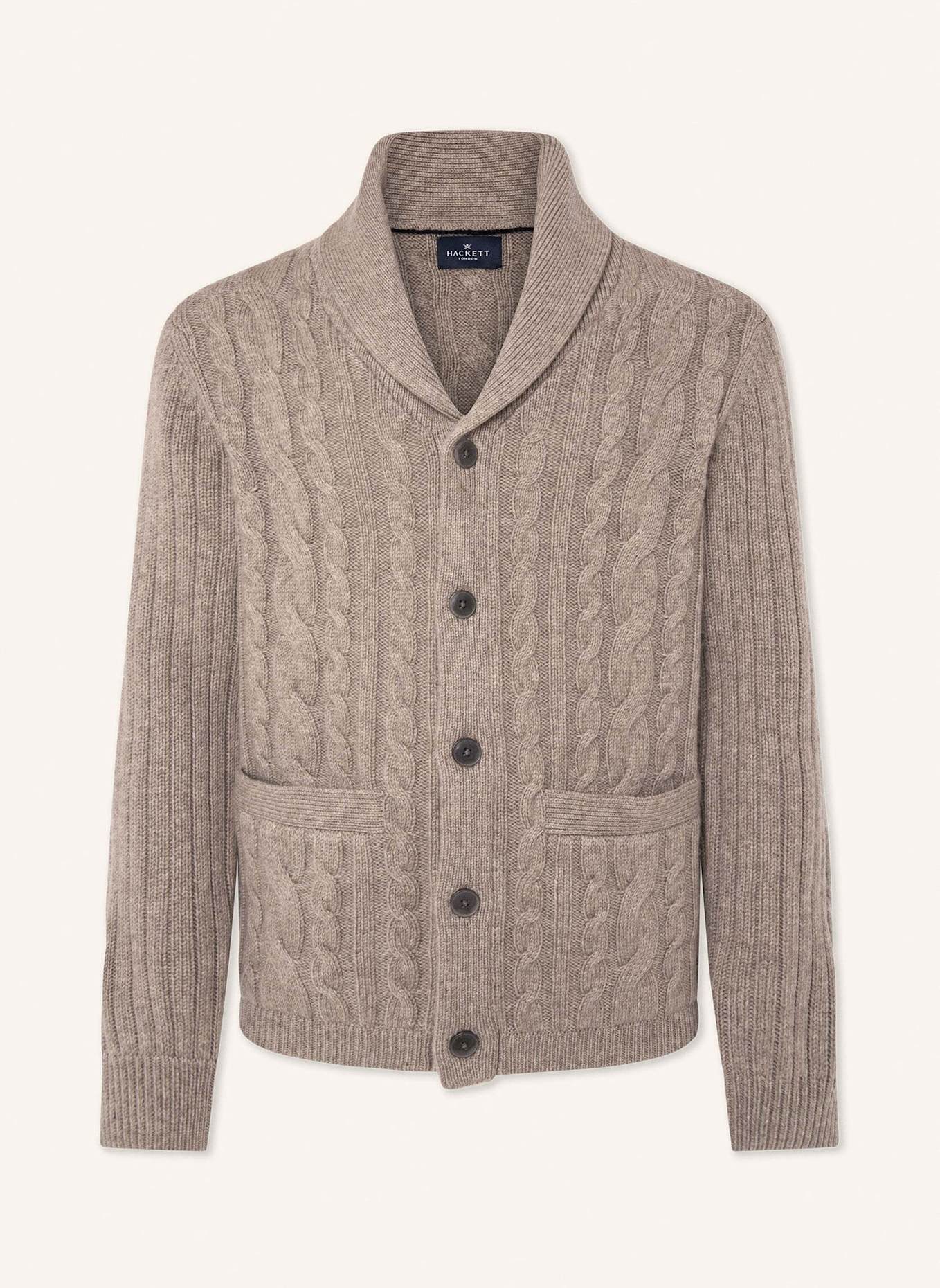 HACKETT LONDON Strickjacken Cardigan CABLE SHAWL CARDI, Farbe: TAUPE/ HELLBRAUN (Bild 1)