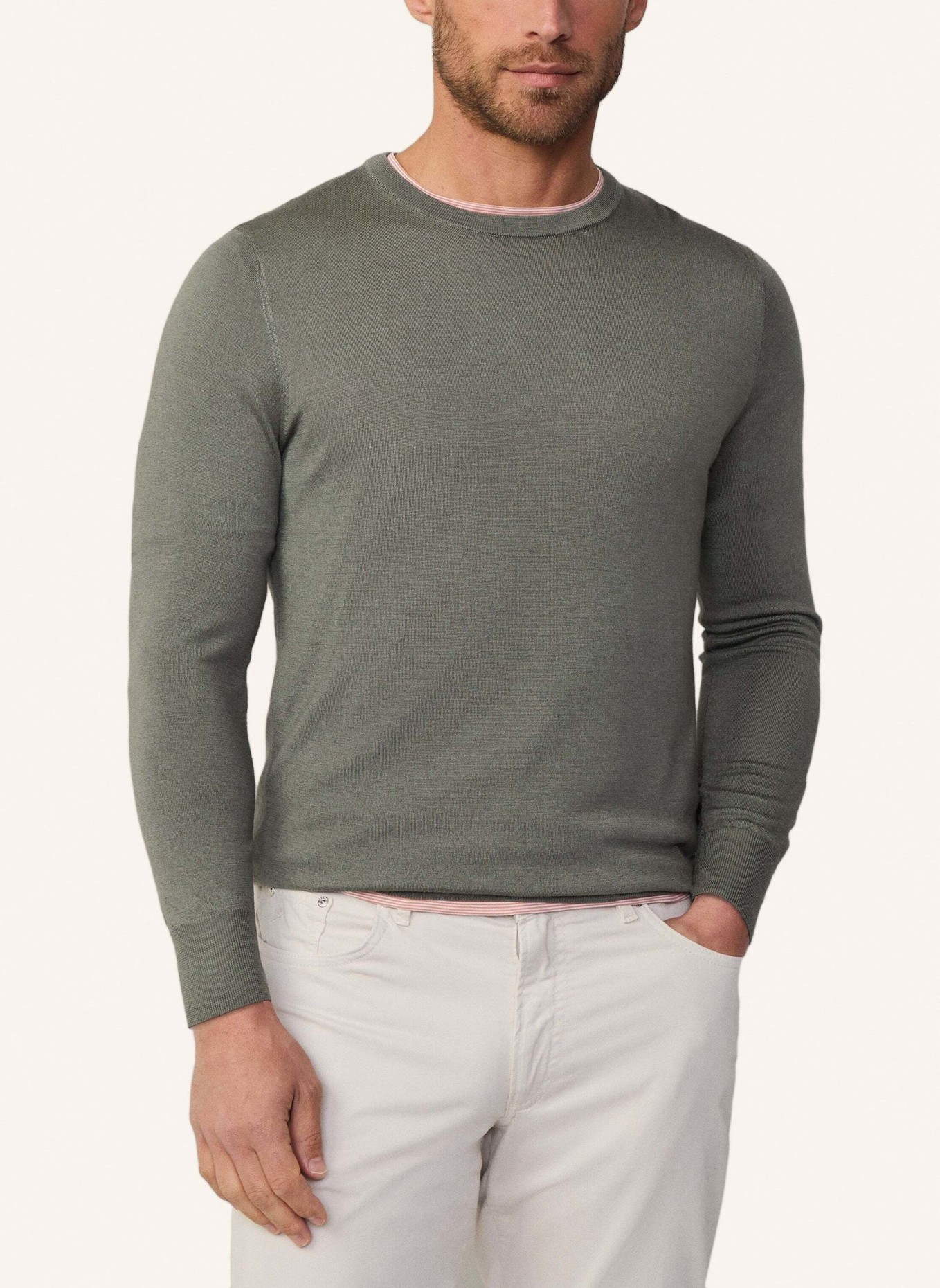 HACKETT LONDON Pullover GMD MERINO SILK CREW, Farbe: GRÜN (Bild 3)