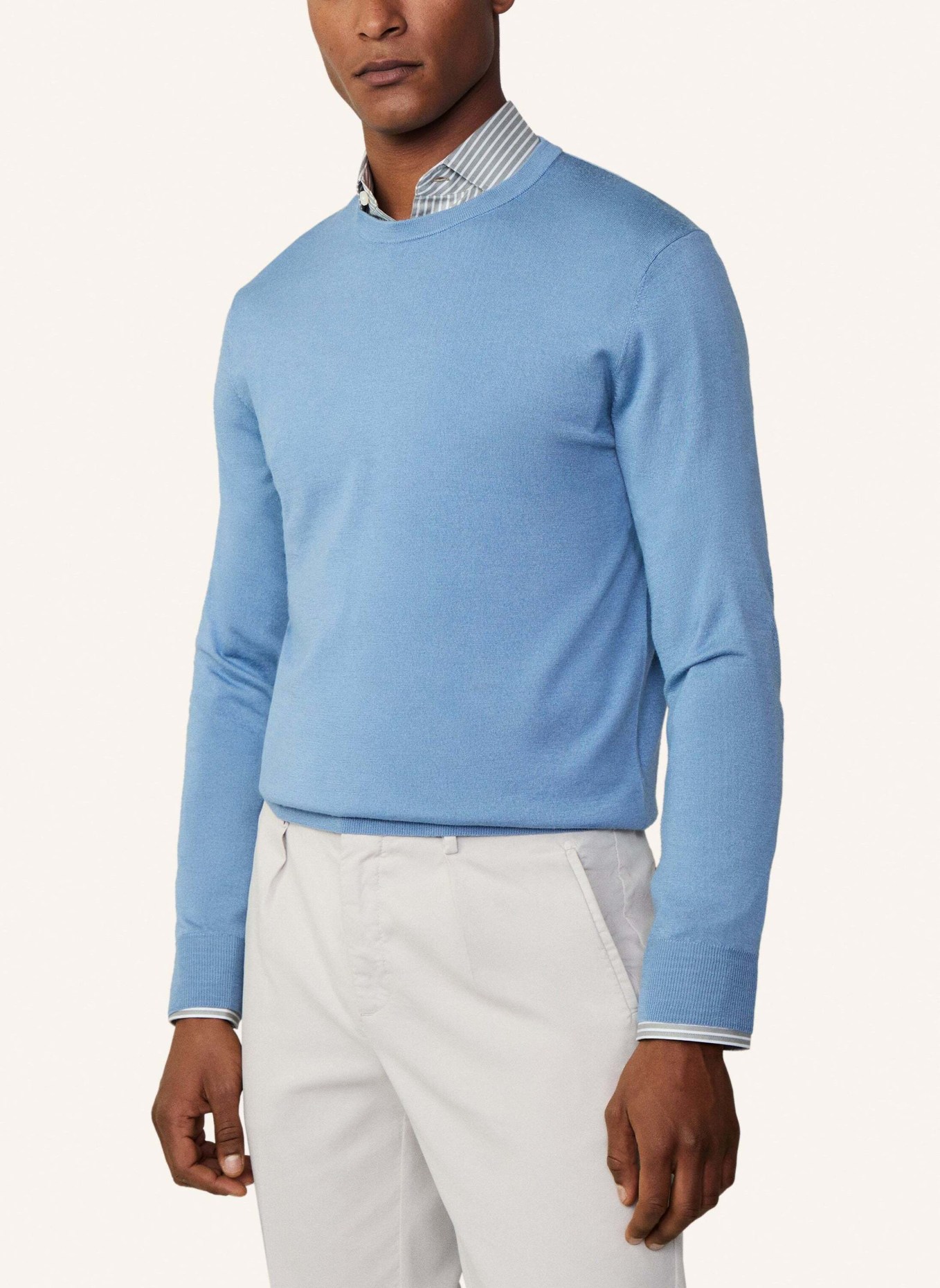 HACKETT LONDON Pullover GMD MERINO SILK CREW, Farbe: BLAU (Bild 3)