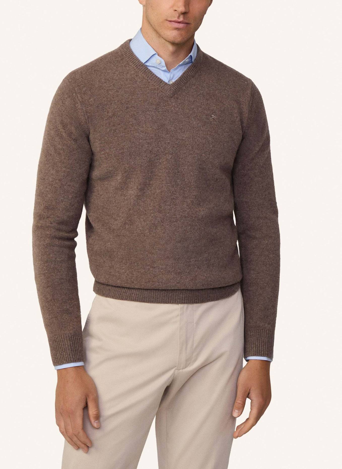 HACKETT LONDON Sweatshirt LAMBSWOOL V NECK, Farbe: BEIGE (Bild 2)