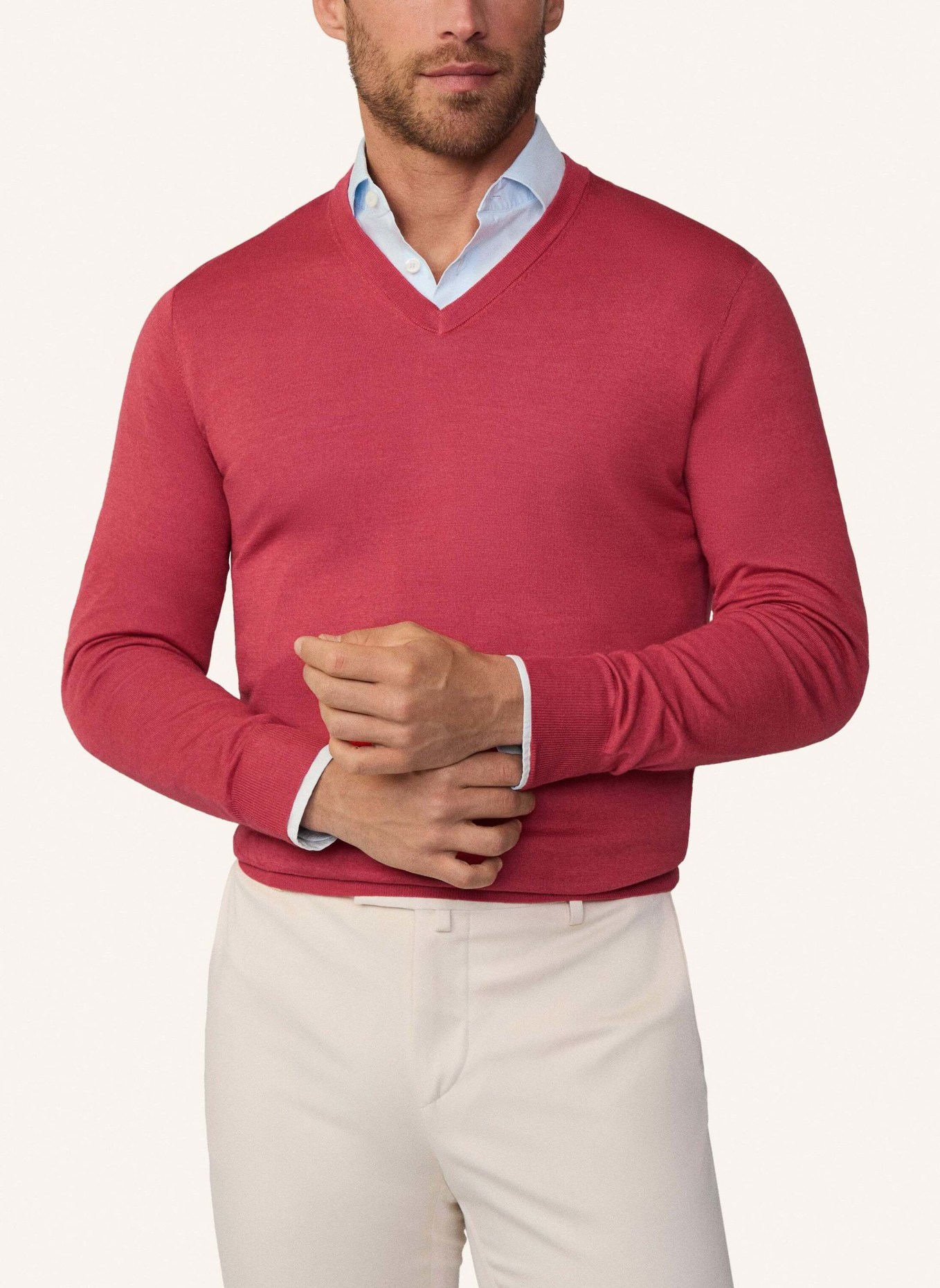 HACKETT LONDON Pullover GMD MERINO SILK V, Farbe: ROT (Bild 3)