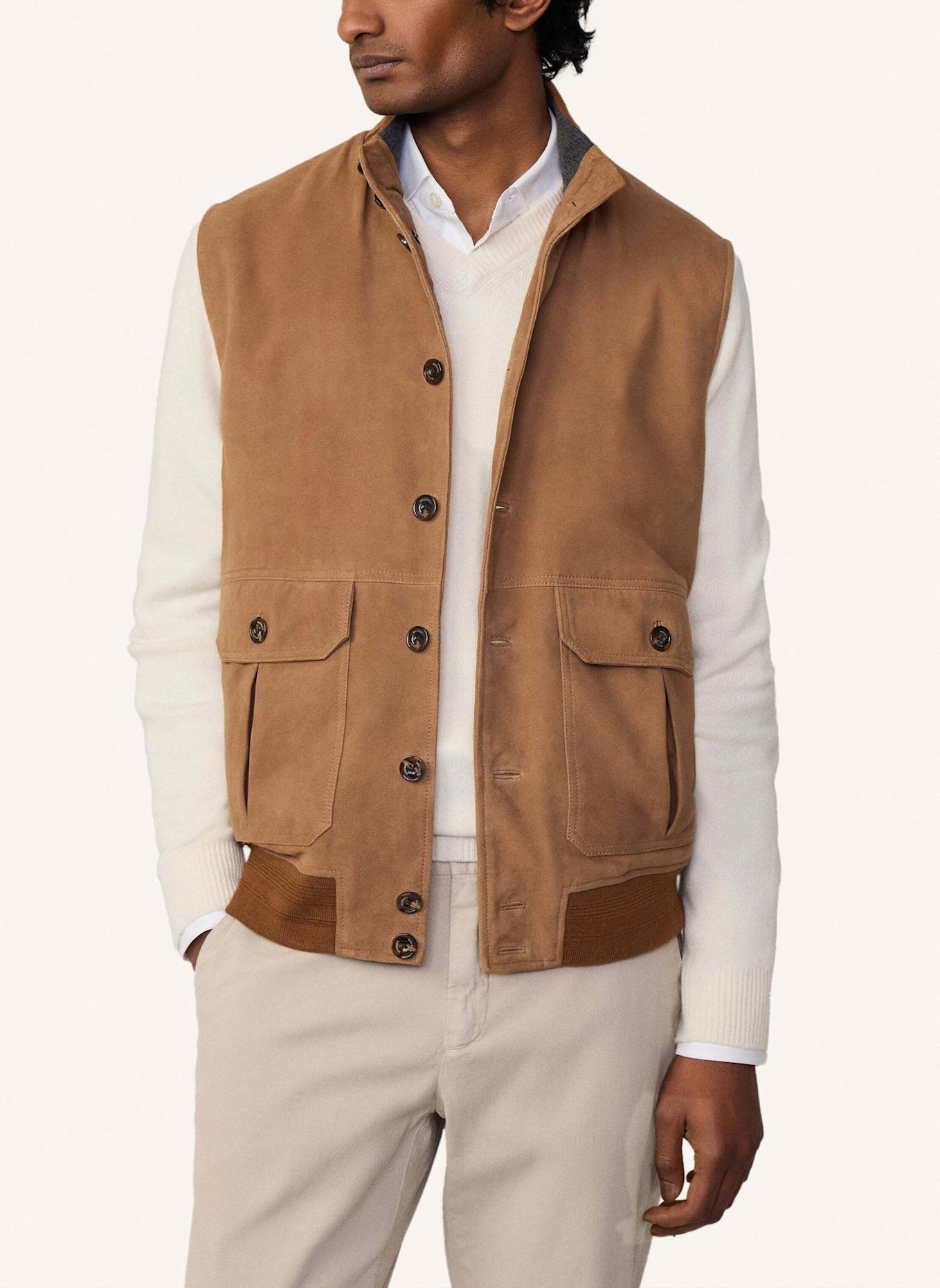 HACKETT LONDON Gilet SUEDE PKT GILET, Farbe: CAMEL (Bild 4)