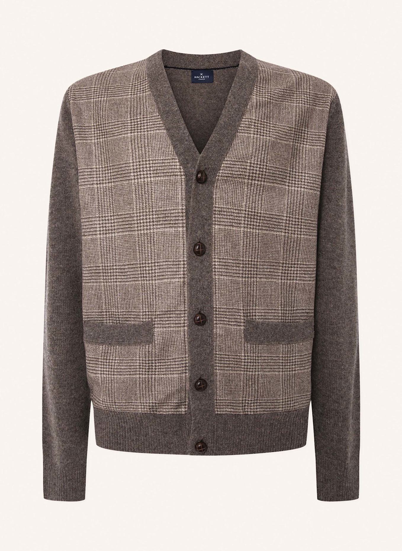 HACKETT LONDON Strickjacken Cardigan GLEN CHECK CARDI HYB, Farbe: TAUPE/ HELLBRAUN (Bild 1)