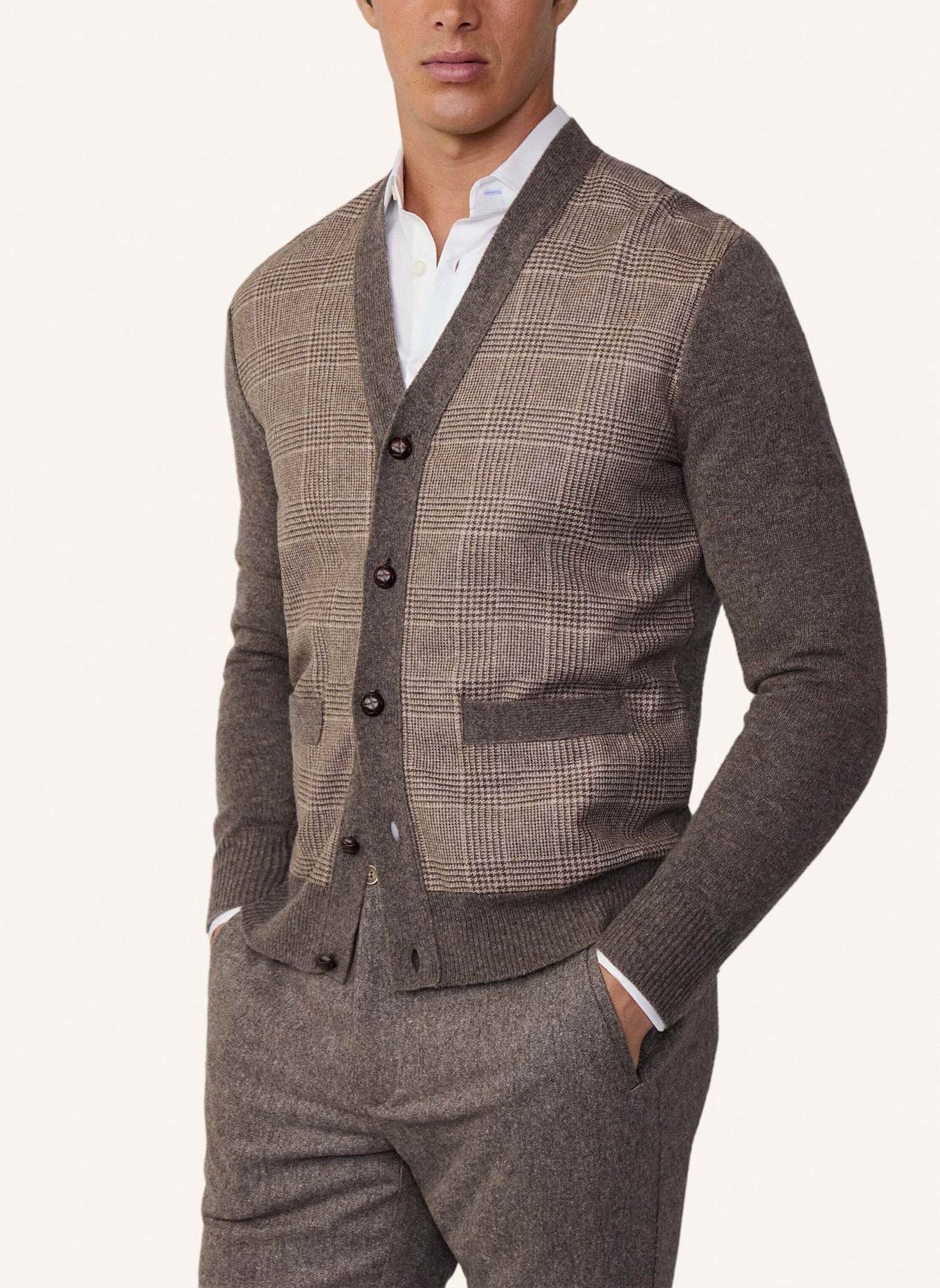 HACKETT LONDON Strickjacken Cardigan GLEN CHECK CARDI HYB, Farbe: TAUPE/ HELLBRAUN (Bild 2)