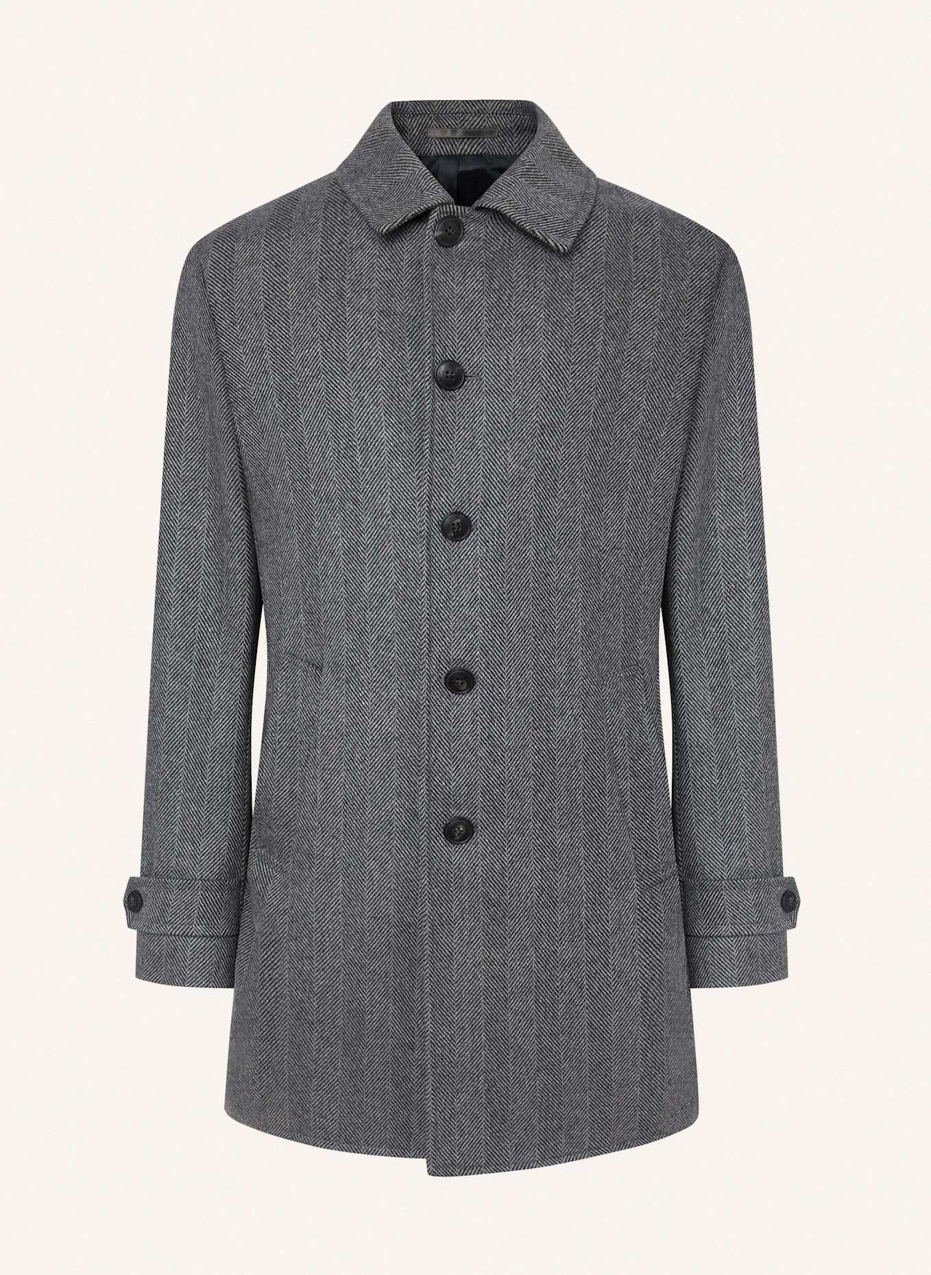 HACKETT LONDON Stehkragenmantel WL CASH HBONE COAT, Farbe: DUNKELGRAU (Bild 1)