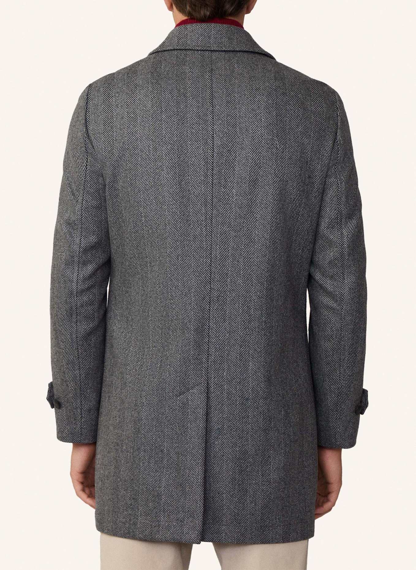 HACKETT LONDON Stehkragenmantel WL CASH HBONE COAT, Farbe: DUNKELGRAU (Bild 2)