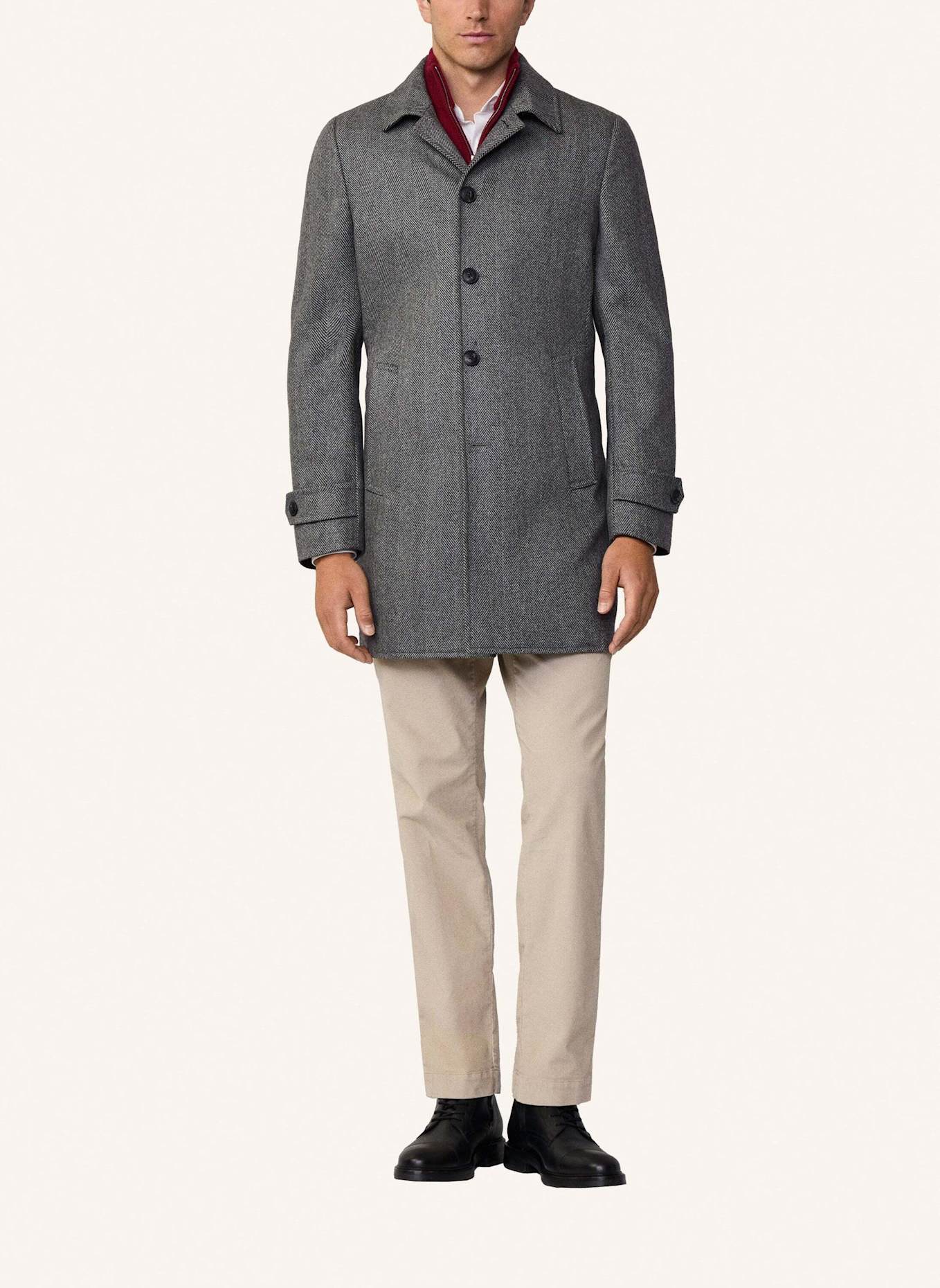 HACKETT LONDON Stehkragenmantel WL CASH HBONE COAT, Farbe: DUNKELGRAU (Bild 3)