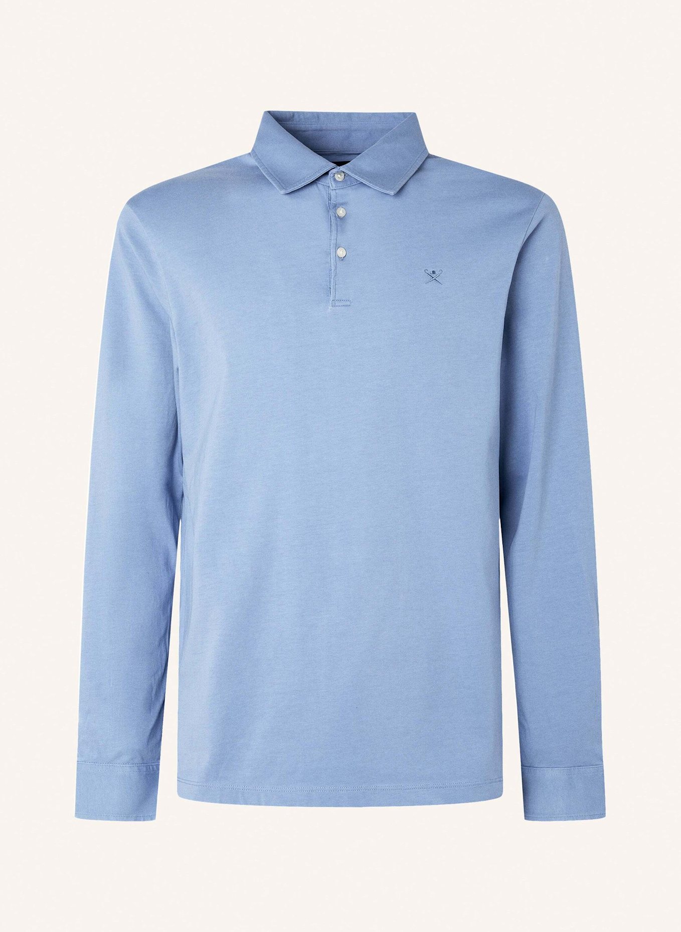 HACKETT LONDON Poloshirt WASHED JERSEY LS, Farbe: BLAU (Bild 1)