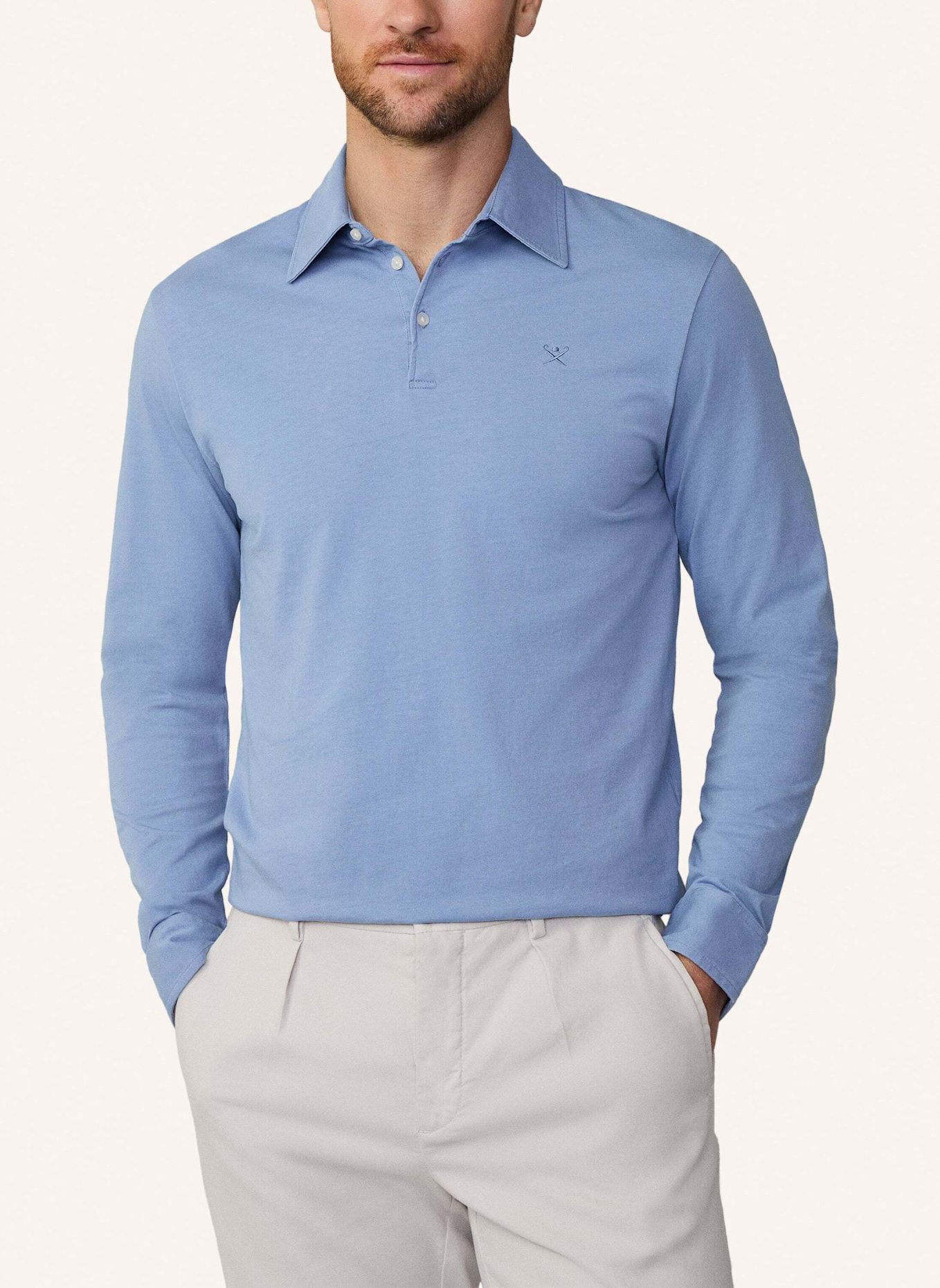 HACKETT LONDON Poloshirt WASHED JERSEY LS, Farbe: BLAU (Bild 6)