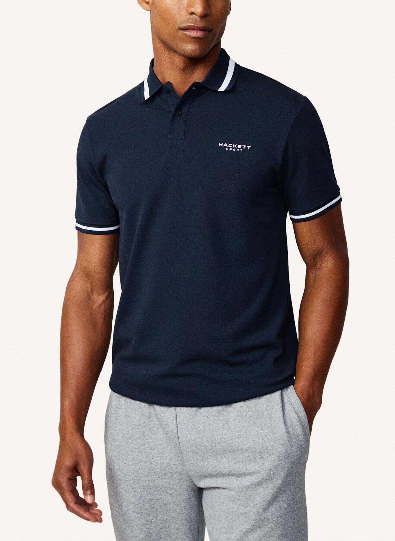 HACKETT LONDON Poloshirt HS TIPPED POLO, Farbe: DUNKELBLAU (Bild 5)