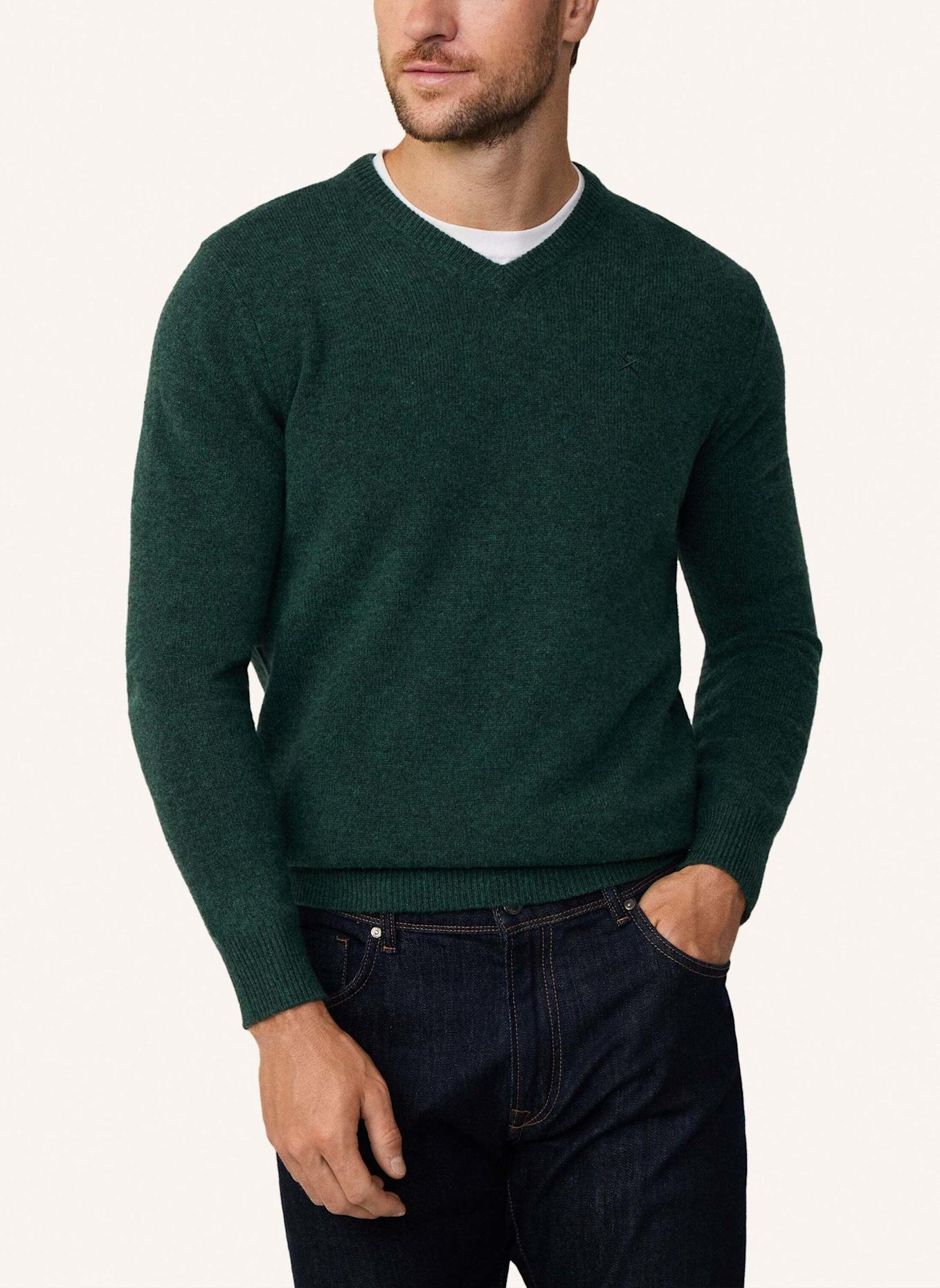 HACKETT LONDON Sweatshirt LAMBSWOOL V NECK, Farbe: DUNKELGRÜN (Bild 5)