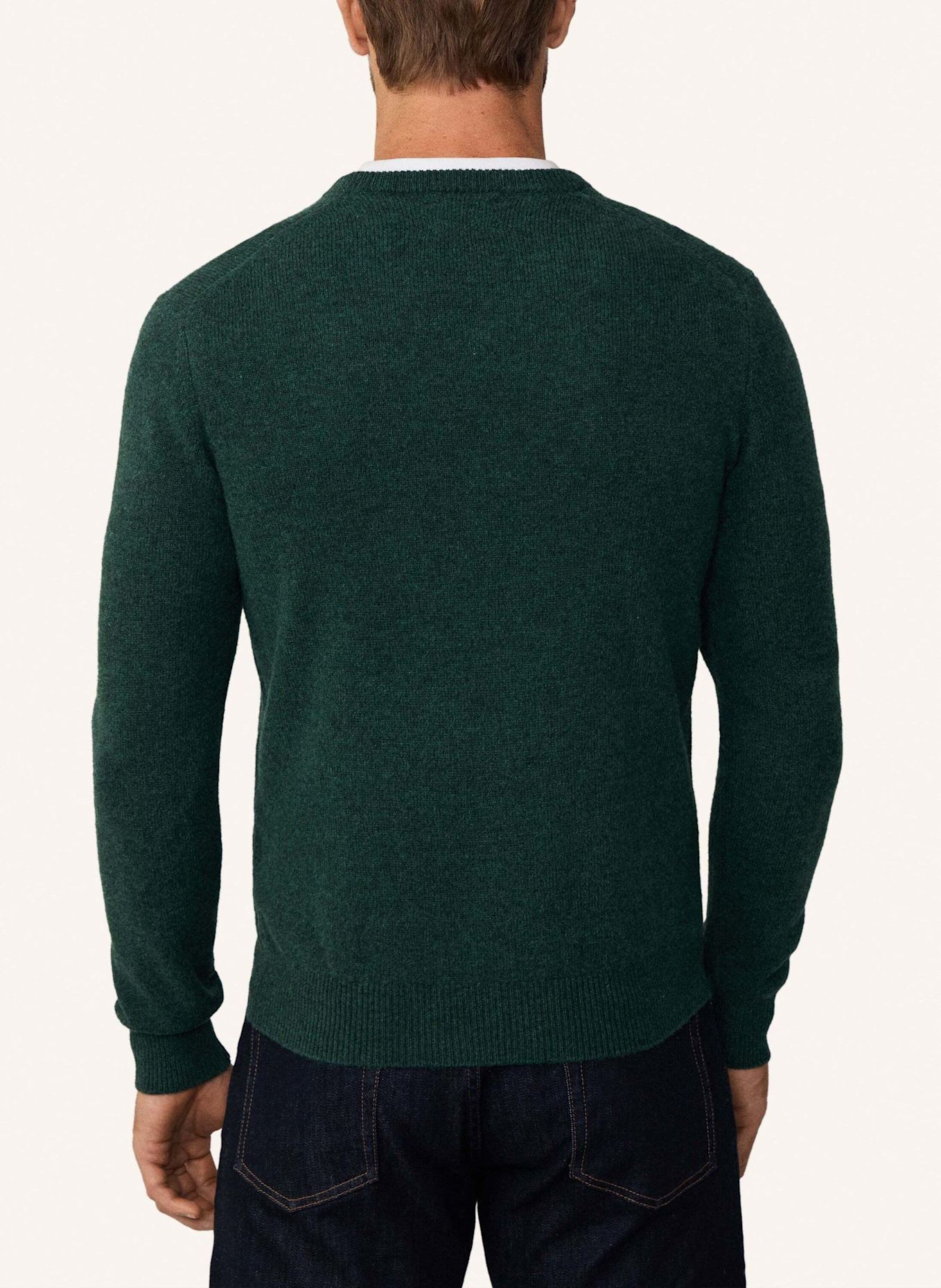 HACKETT LONDON Sweatshirt LAMBSWOOL V NECK, Farbe: DUNKELGRÜN (Bild 2)