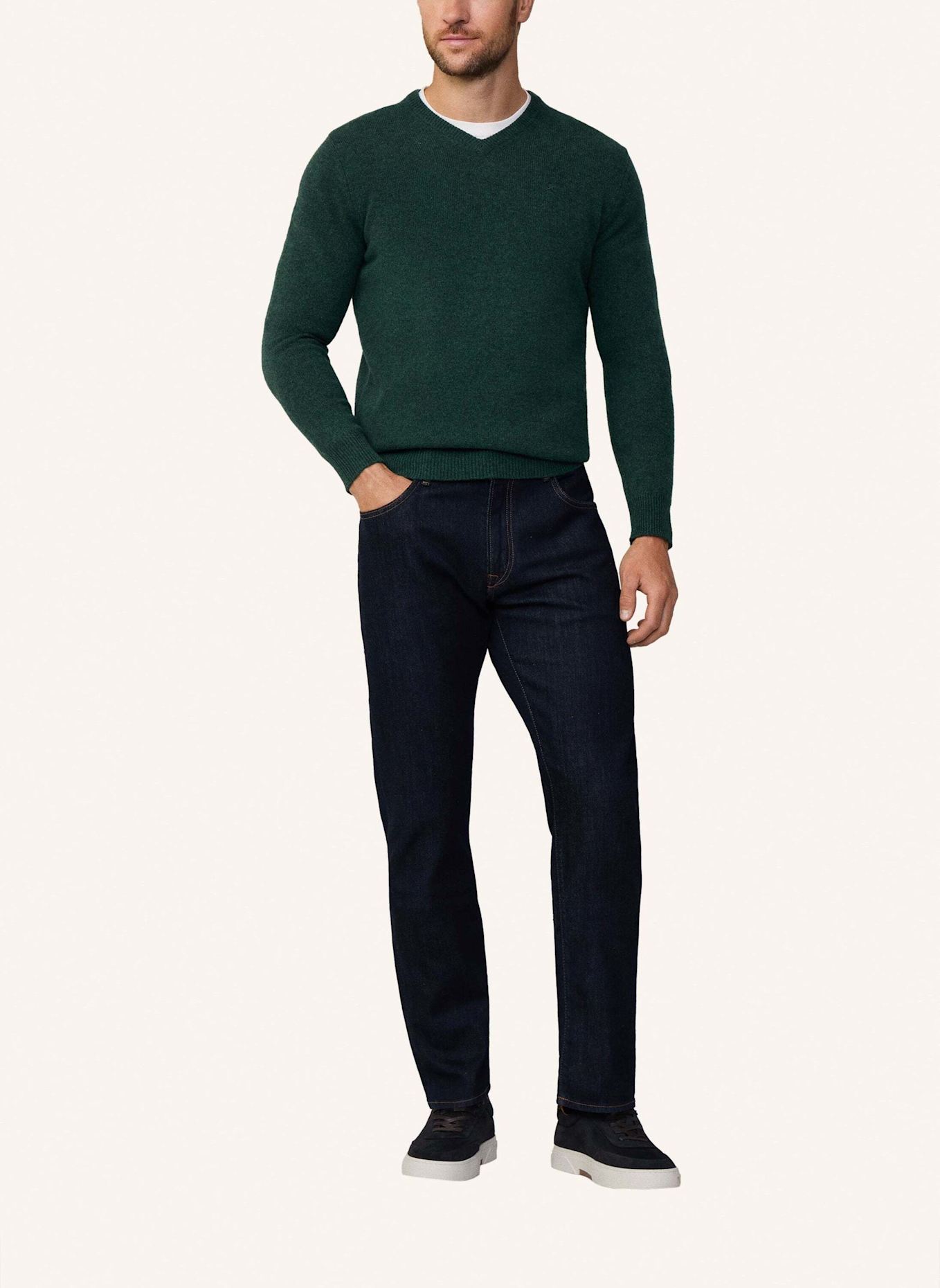 HACKETT LONDON Sweatshirt LAMBSWOOL V NECK, Farbe: DUNKELGRÜN (Bild 3)