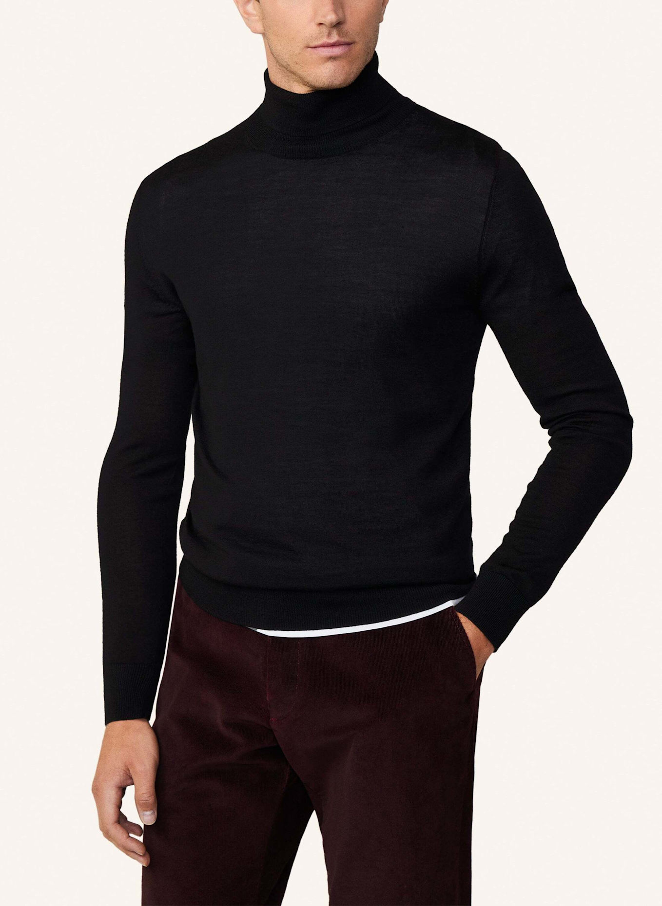 HACKETT LONDON Pullover MERINO SILK ROLL, Farbe: SCHWARZ (Bild 5)