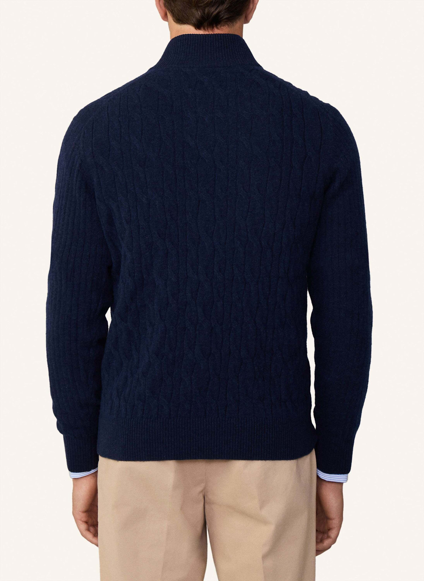 HACKETT LONDON Pullover LW CABLE HZIP, Farbe: BLAU (Bild 2)