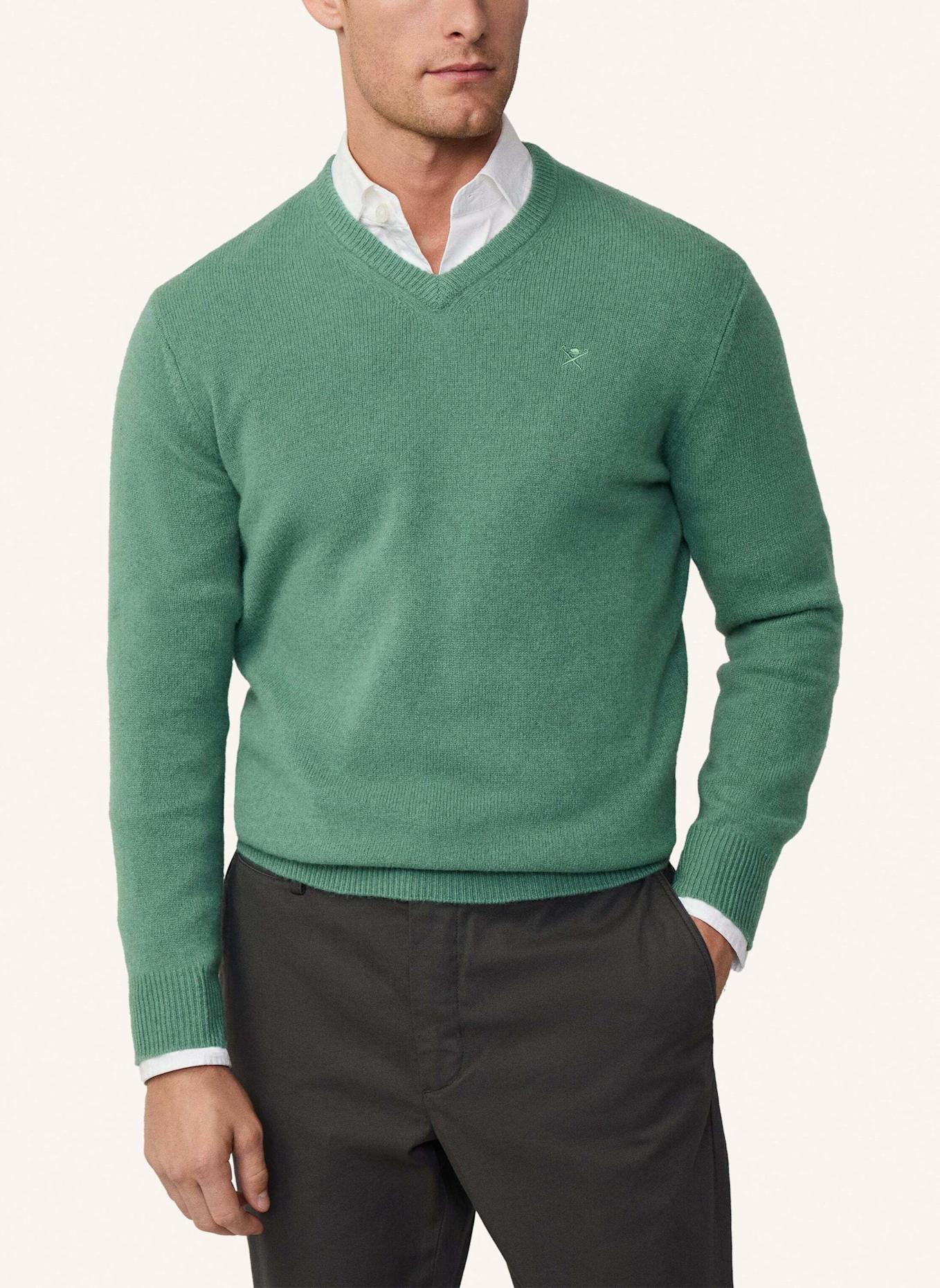 HACKETT LONDON Sweatshirt LAMBSWOOL V NECK, Farbe: GRÜN (Bild 5)