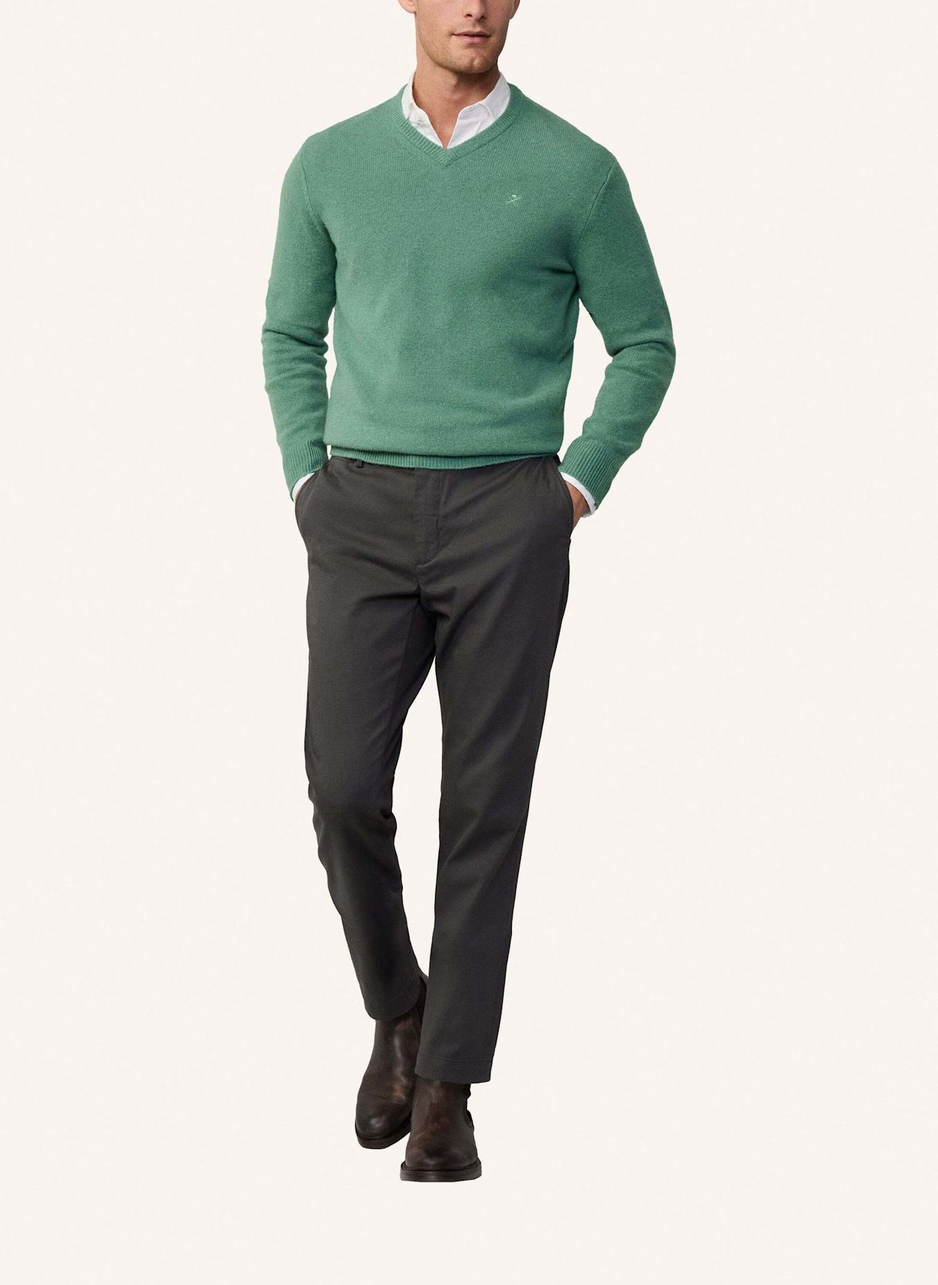 HACKETT LONDON Sweatshirt LAMBSWOOL V NECK, Farbe: GRÜN (Bild 3)