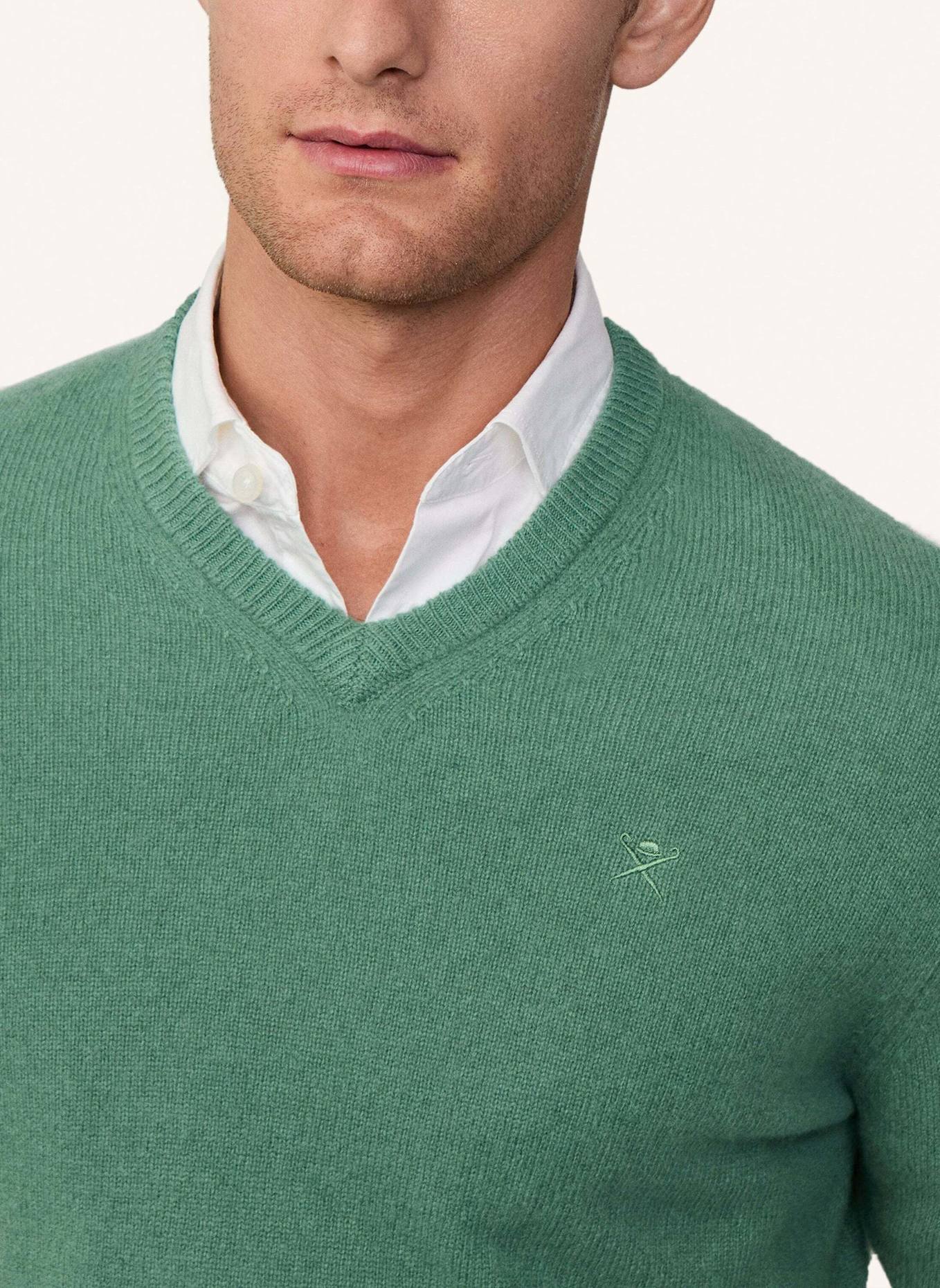 HACKETT LONDON Sweatshirt LAMBSWOOL V NECK, Farbe: GRÜN (Bild 4)