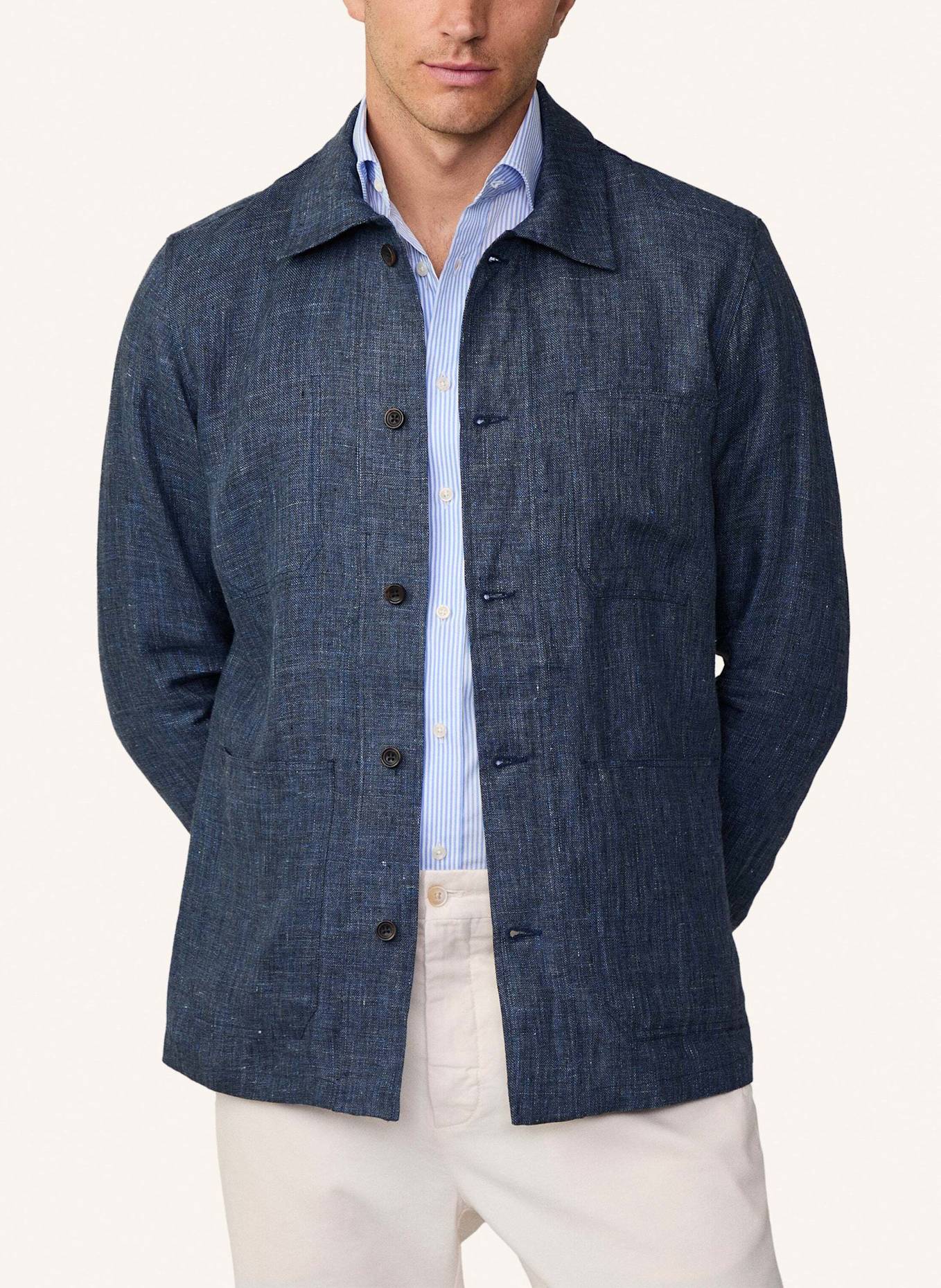 HACKETT LONDON Sweatjacke LINEN CHORE JACKET, Farbe: BLAU (Bild 6)